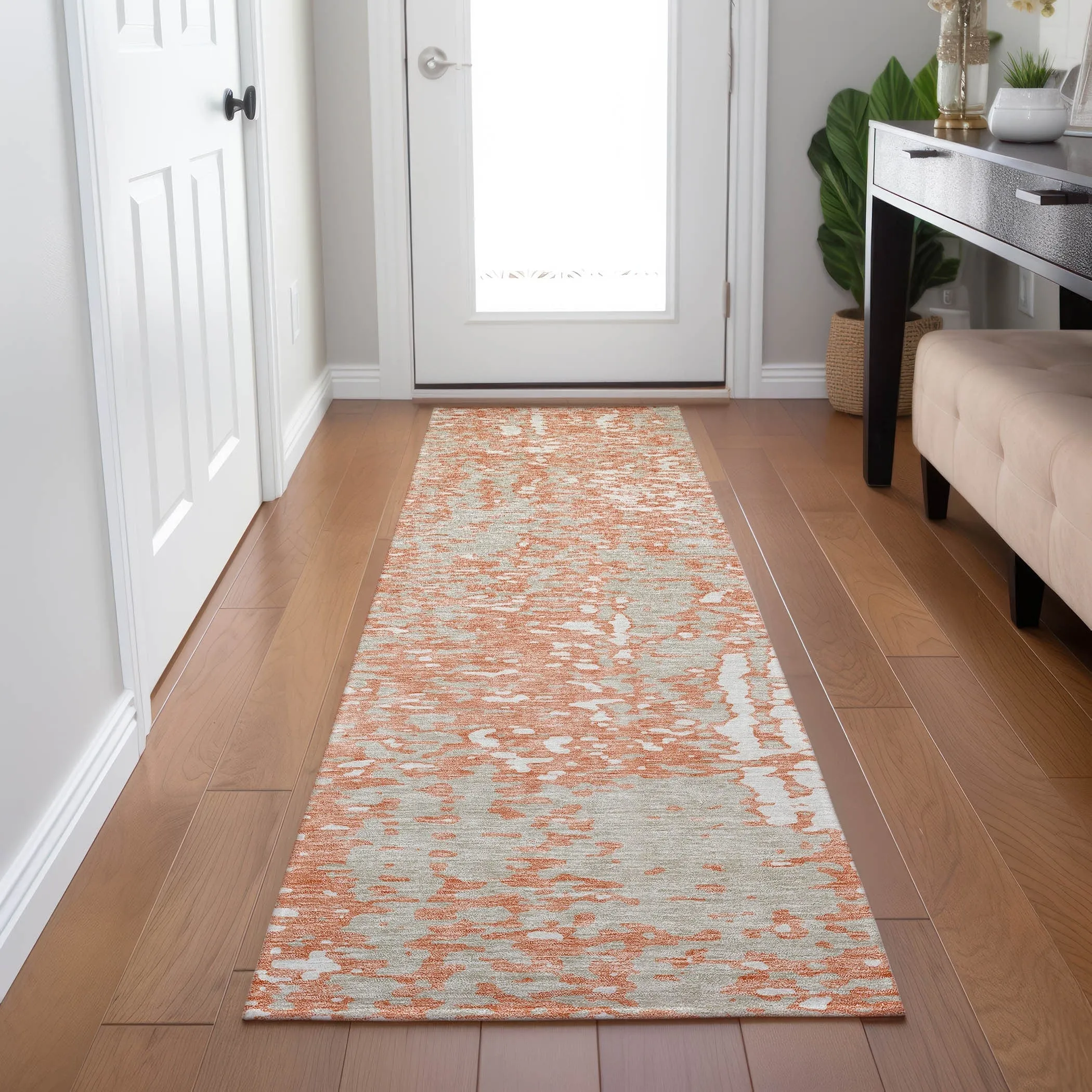 Machine Washable Indoor/ Outdoor Modern Abstract Chantille Rug