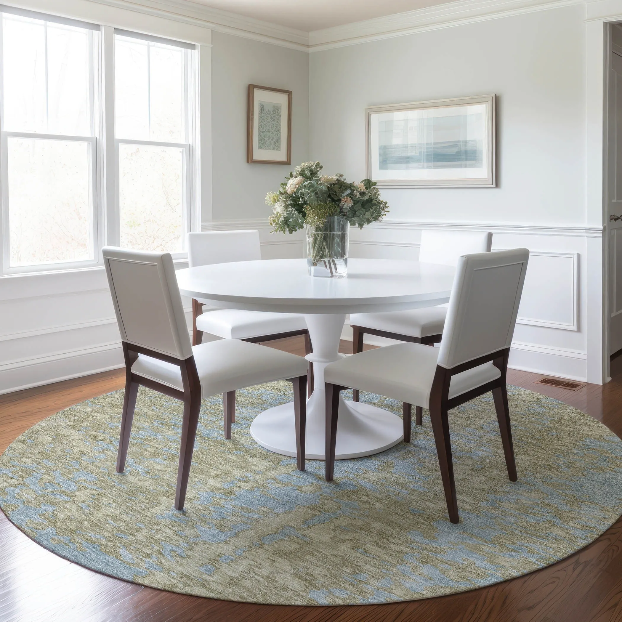 Machine Washable Indoor/ Outdoor Modern Abstract Chantille Rug