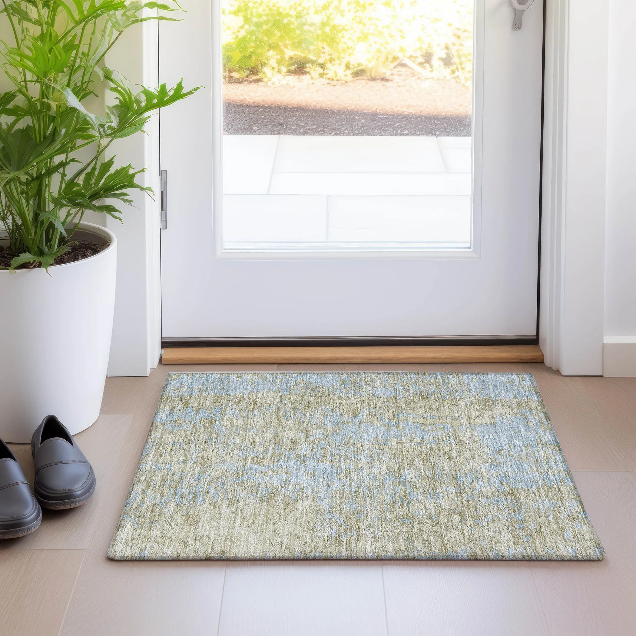 Machine Washable Indoor/ Outdoor Modern Abstract Chantille Rug