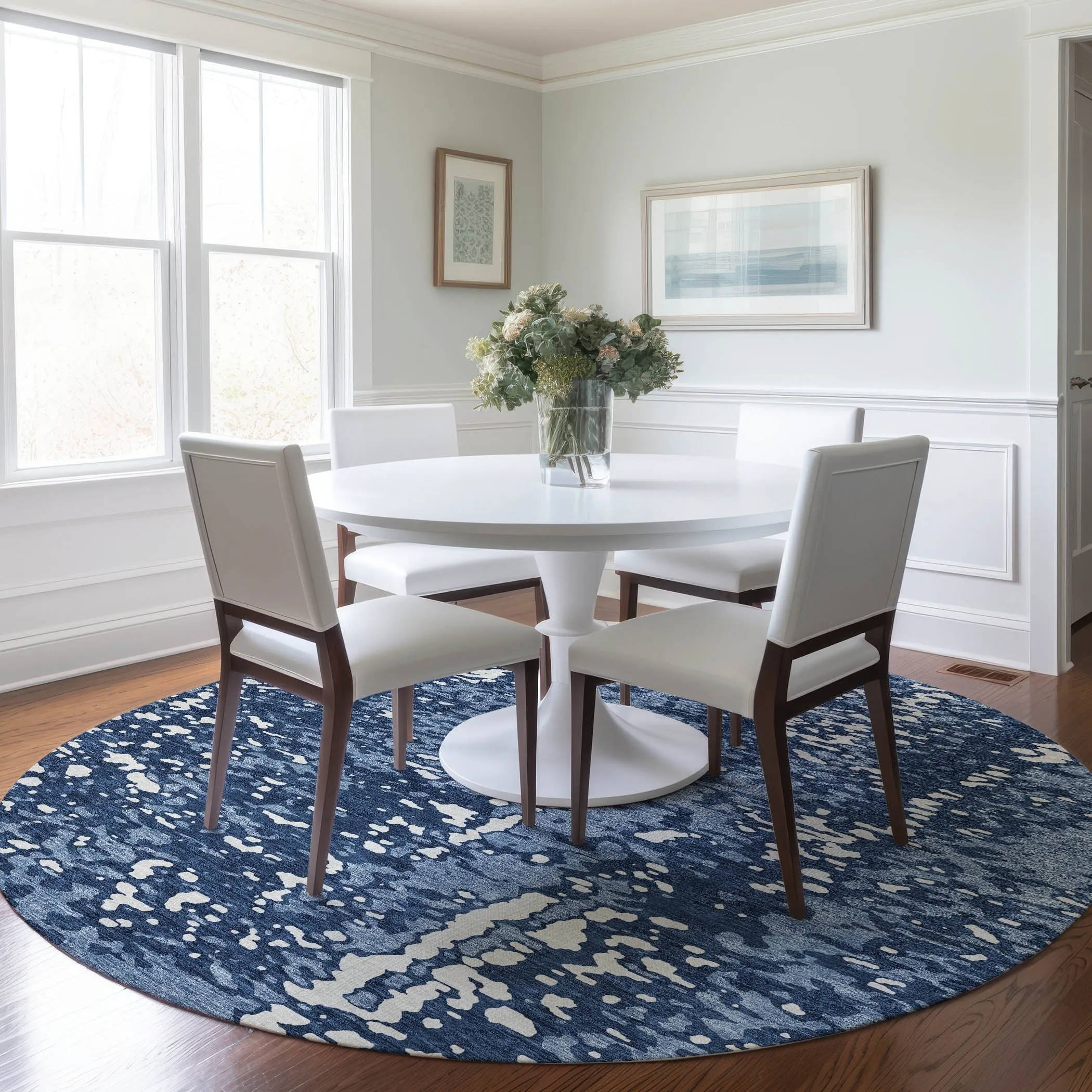 Machine Washable Indoor/ Outdoor Modern Abstract Chantille Rug