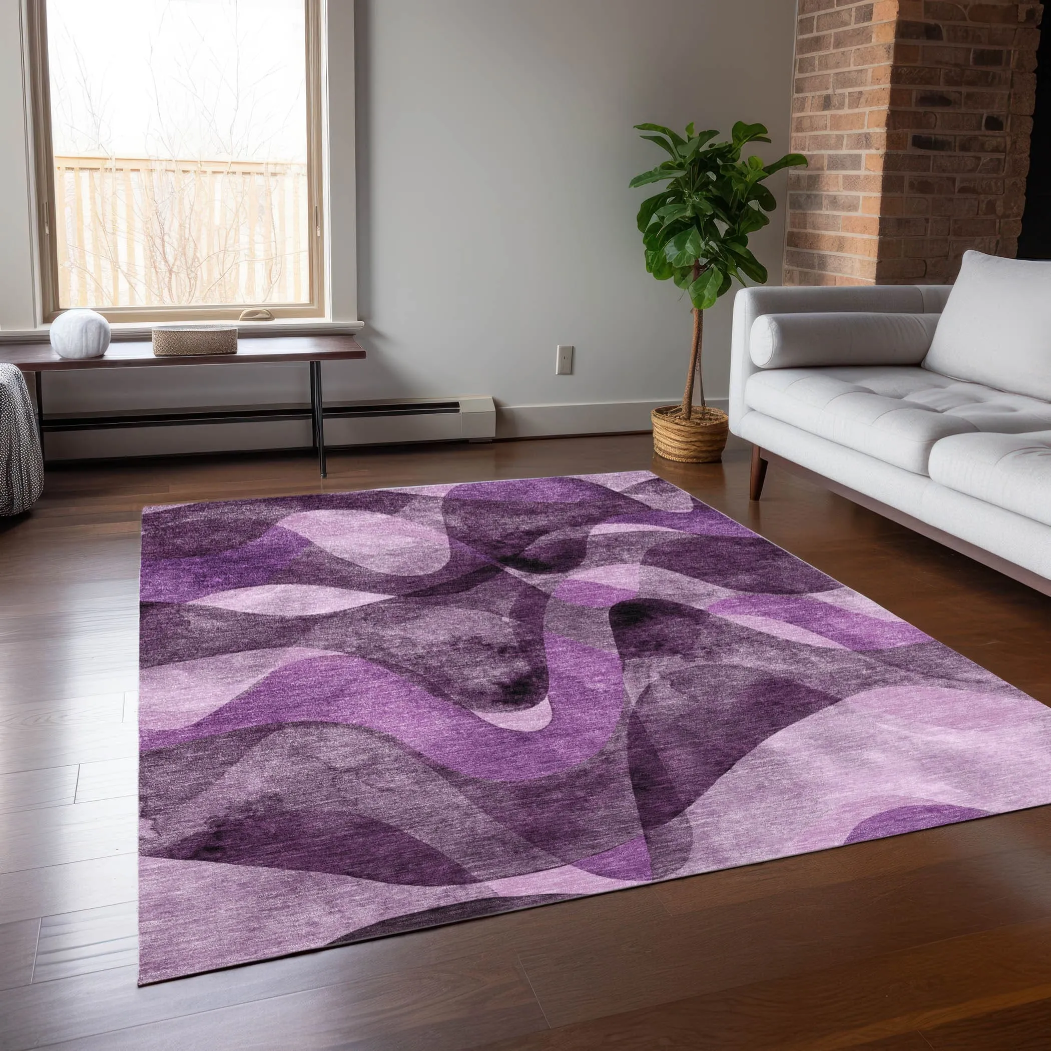 Machine Washable Indoor/ Outdoor Modern Chantille Rug