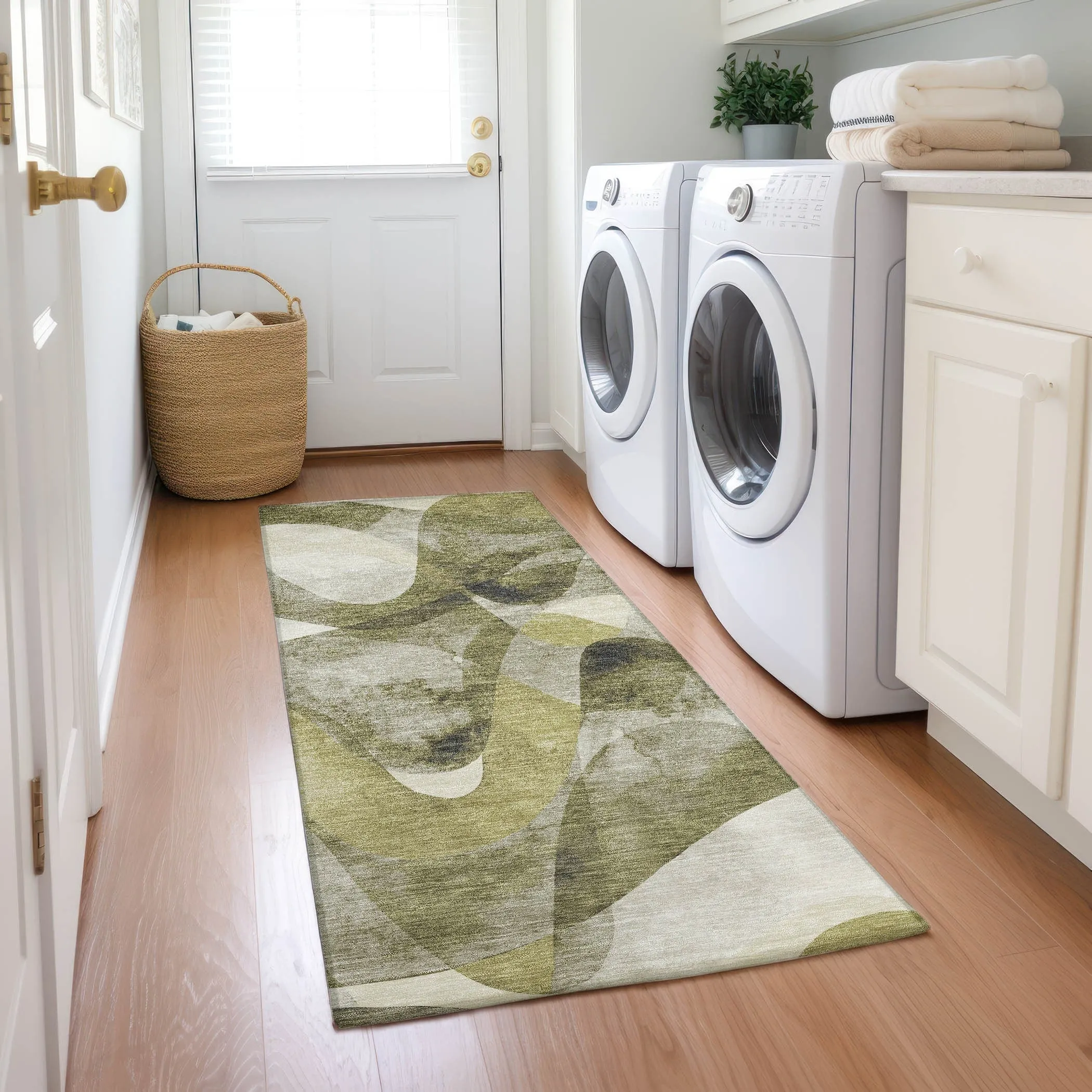 Machine Washable Indoor/ Outdoor Modern Chantille Rug