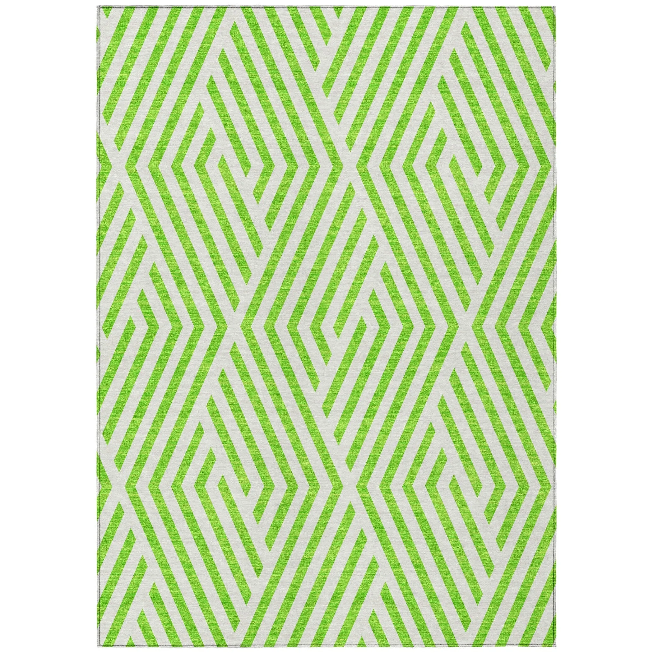 Machine Washable Indoor/ Outdoor Modern Diamonds Chantille Rug