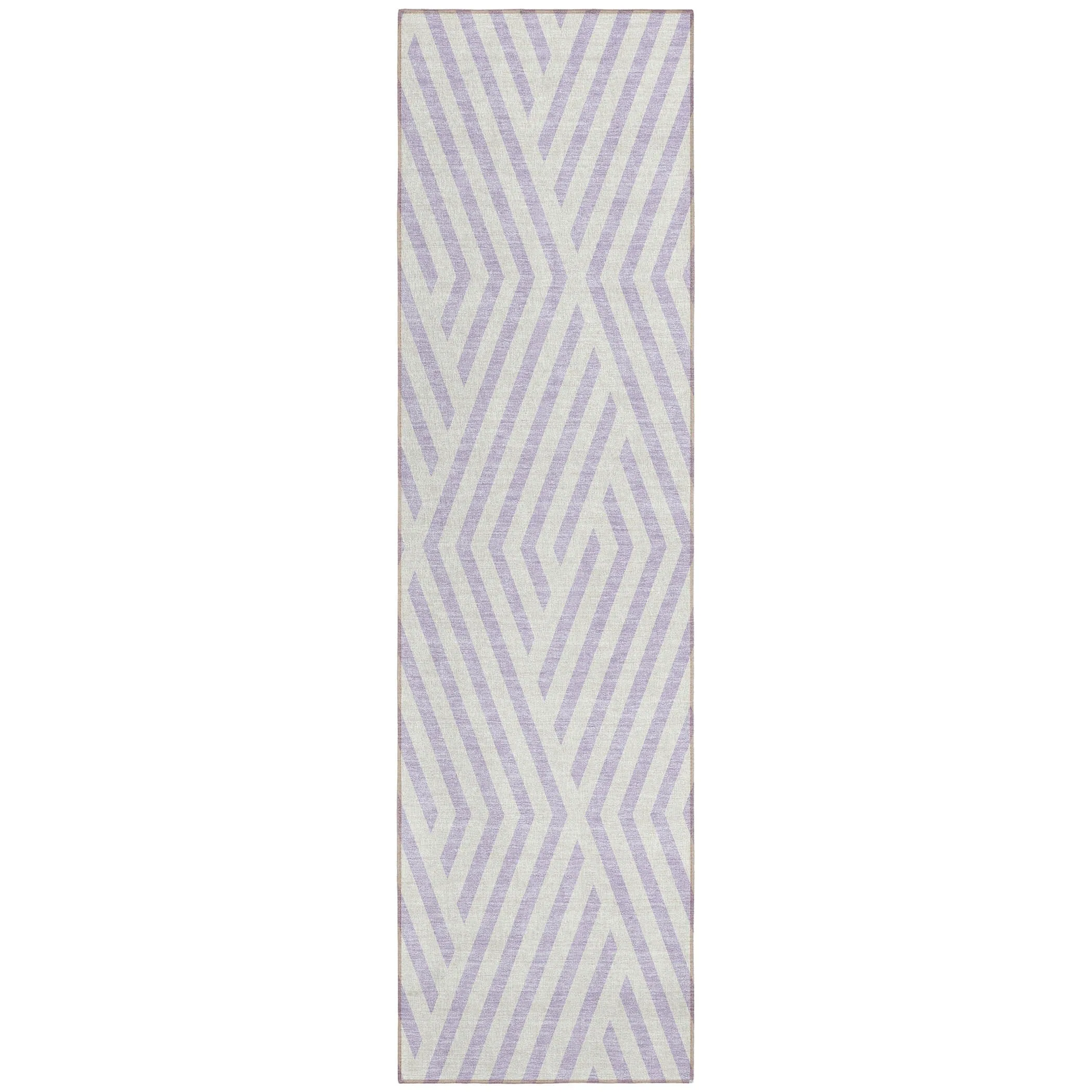 Machine Washable Indoor/ Outdoor Modern Diamonds Chantille Rug