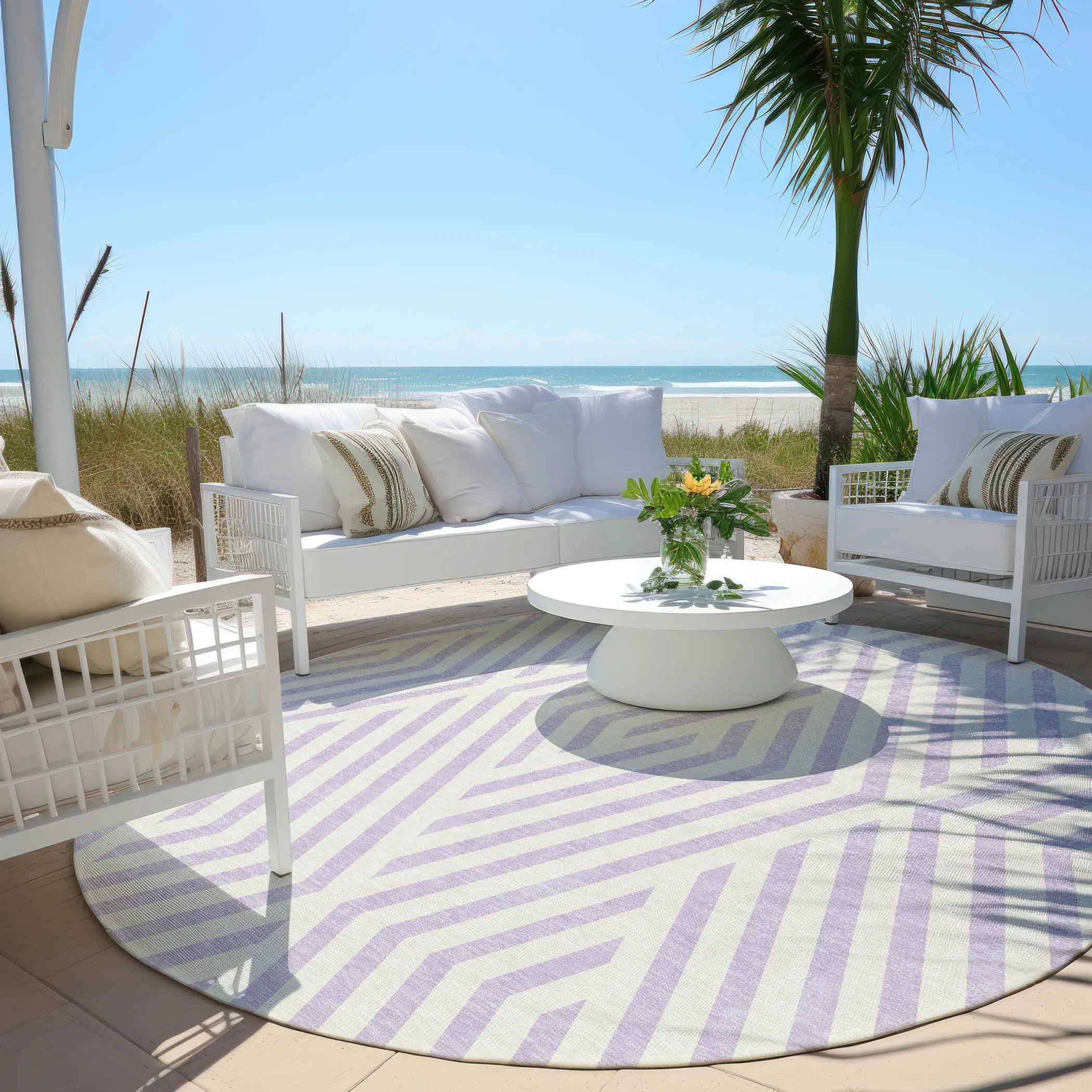 Machine Washable Indoor/ Outdoor Modern Diamonds Chantille Rug