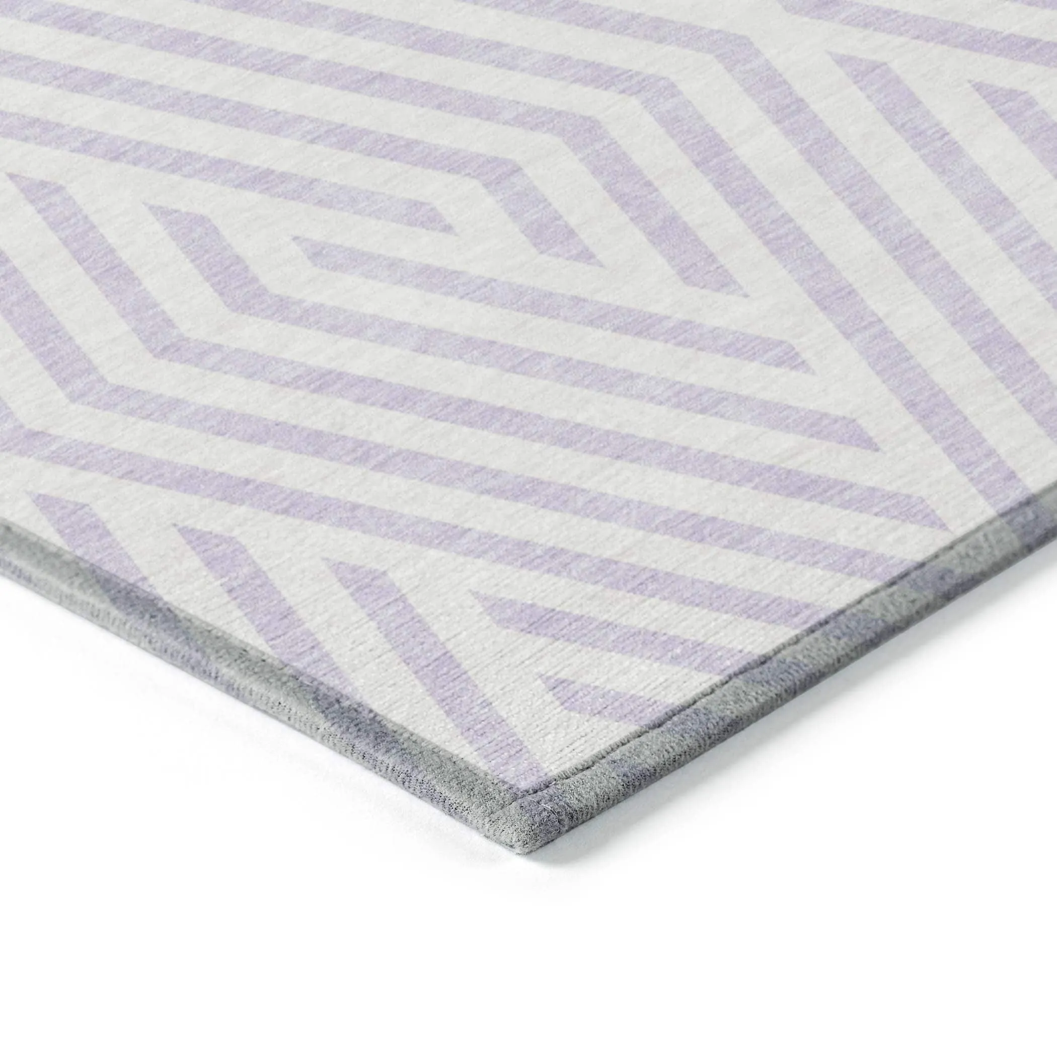 Machine Washable Indoor/ Outdoor Modern Diamonds Chantille Rug