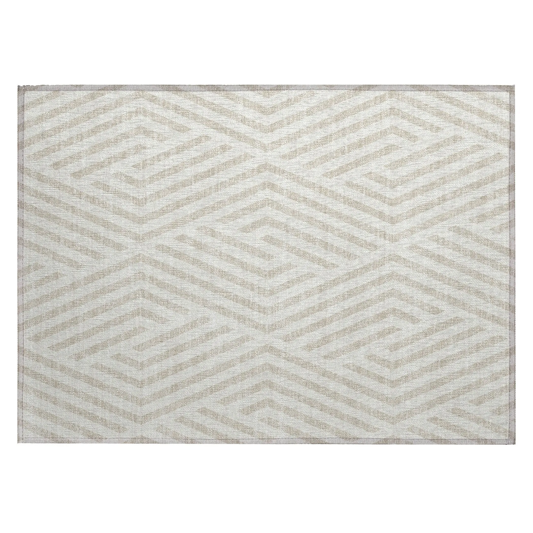 Machine Washable Indoor/ Outdoor Modern Diamonds Chantille Rug