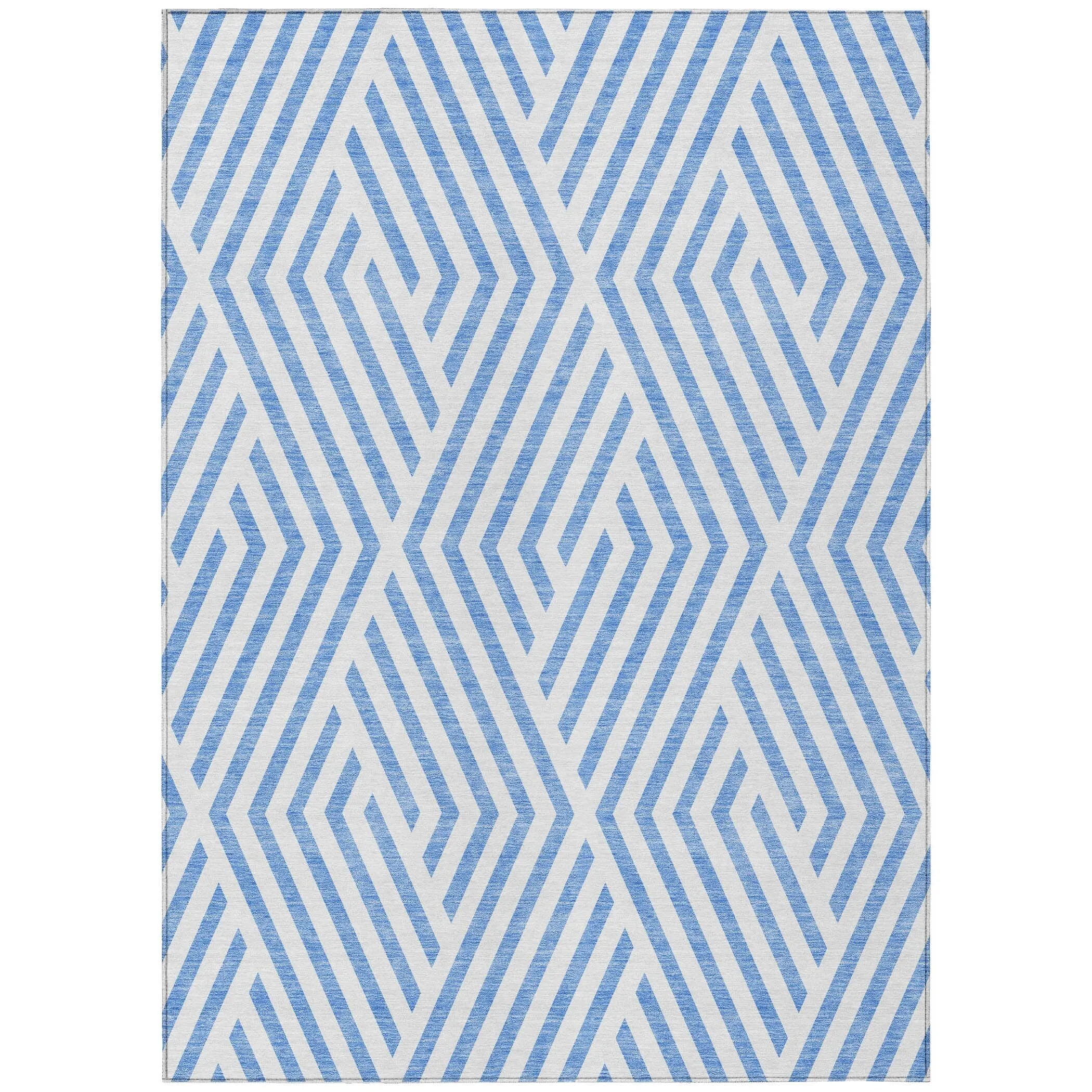 Machine Washable Indoor/ Outdoor Modern Diamonds Chantille Rug