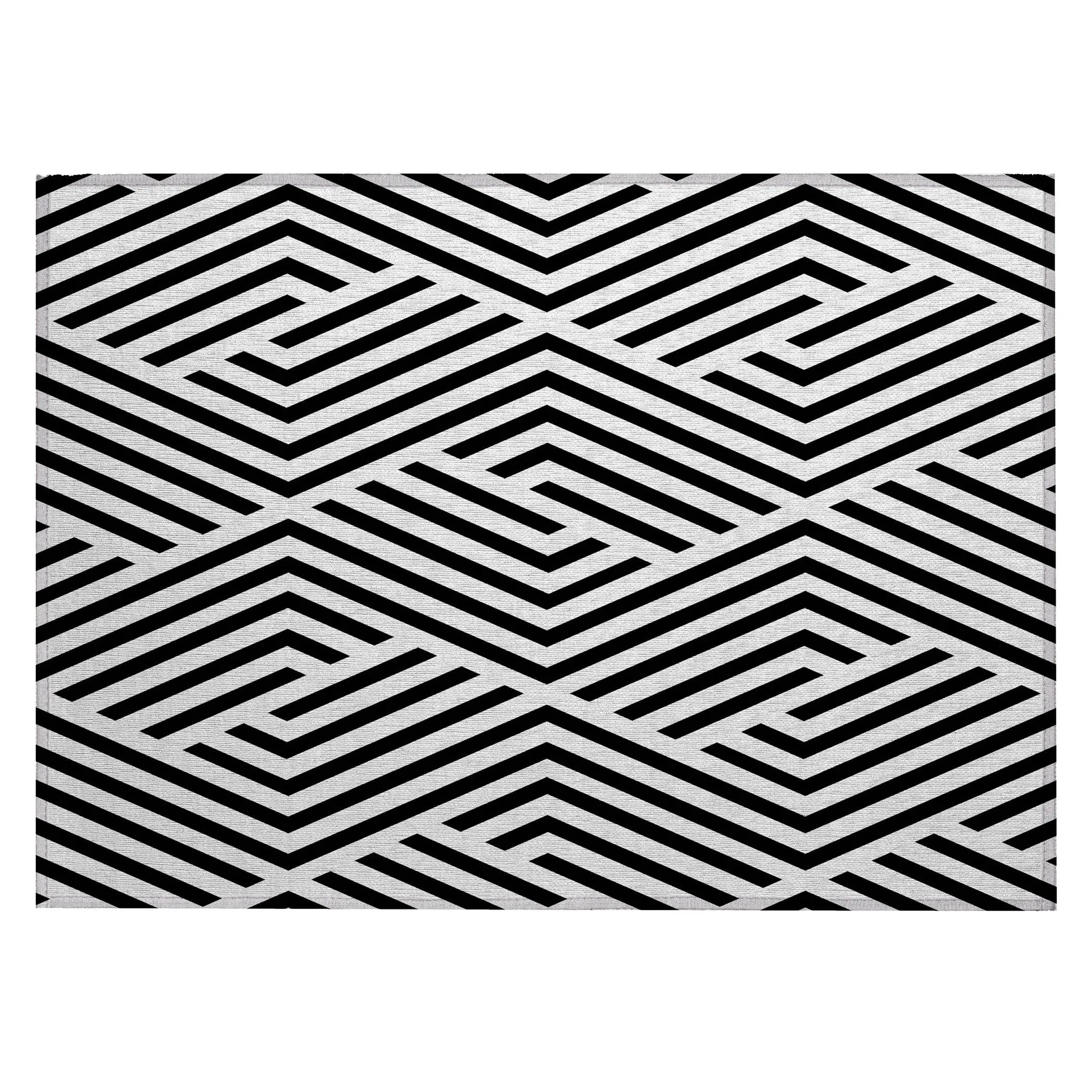 Machine Washable Indoor/ Outdoor Modern Diamonds Chantille Rug