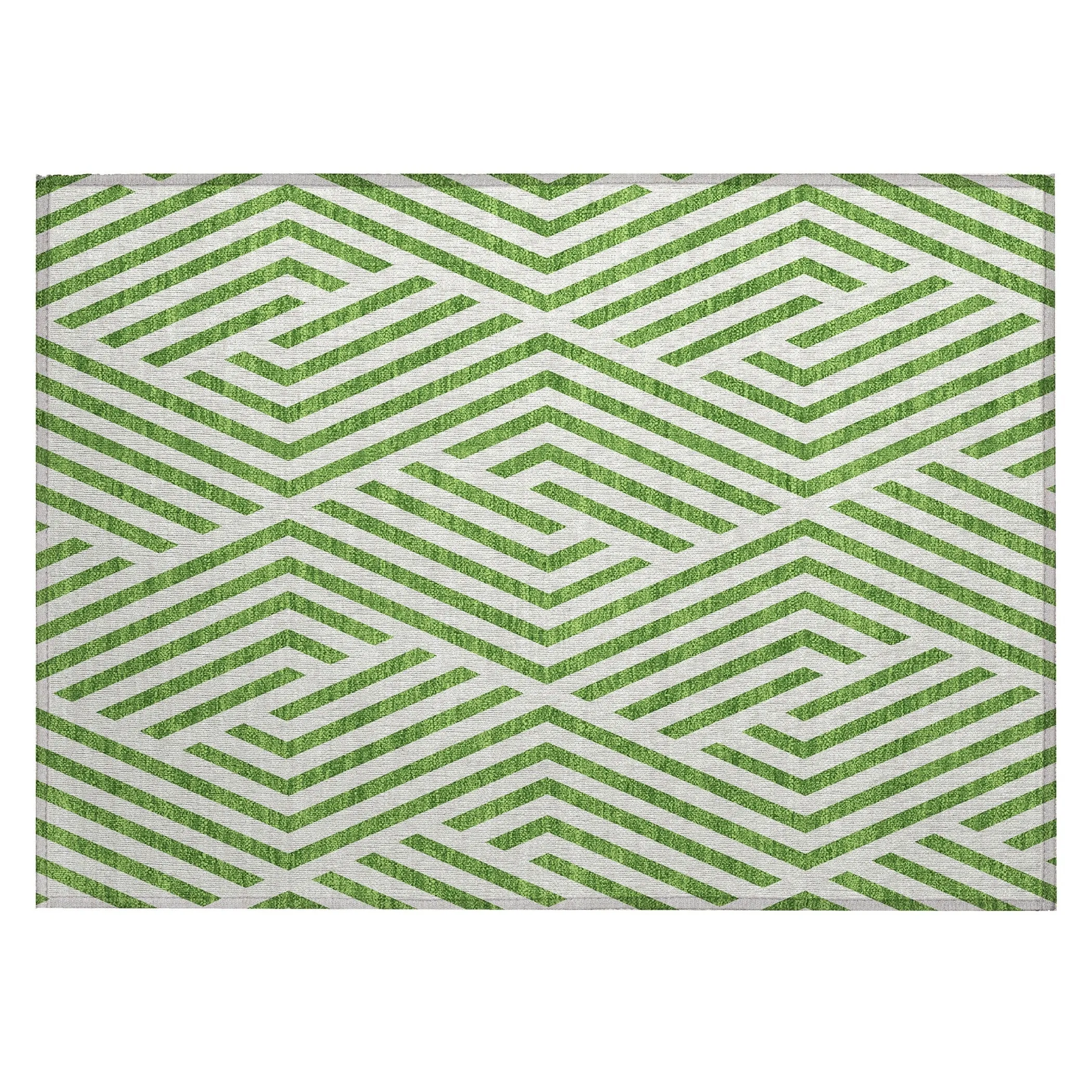 Machine Washable Indoor/ Outdoor Modern Diamonds Chantille Rug