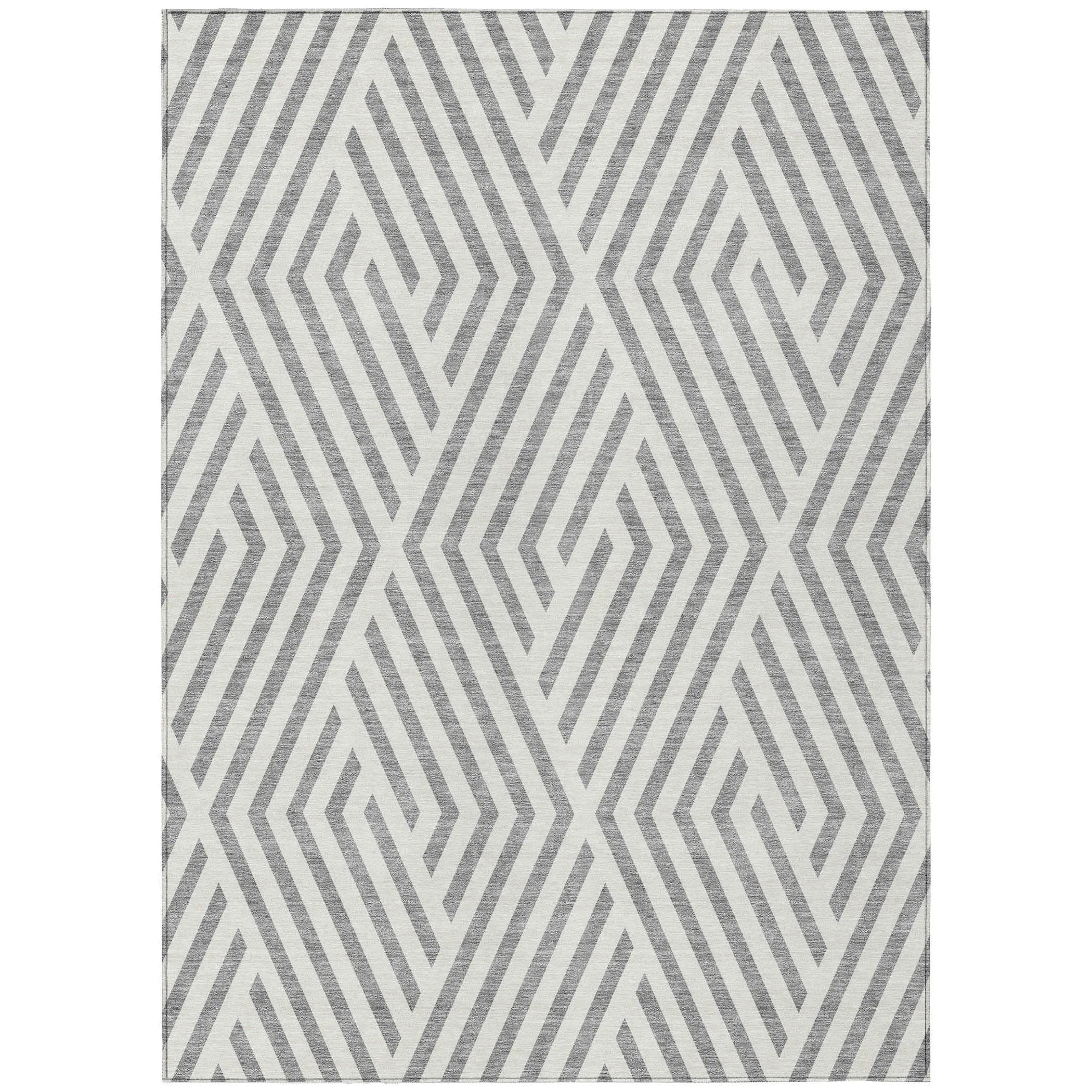 Machine Washable Indoor/ Outdoor Modern Diamonds Chantille Rug