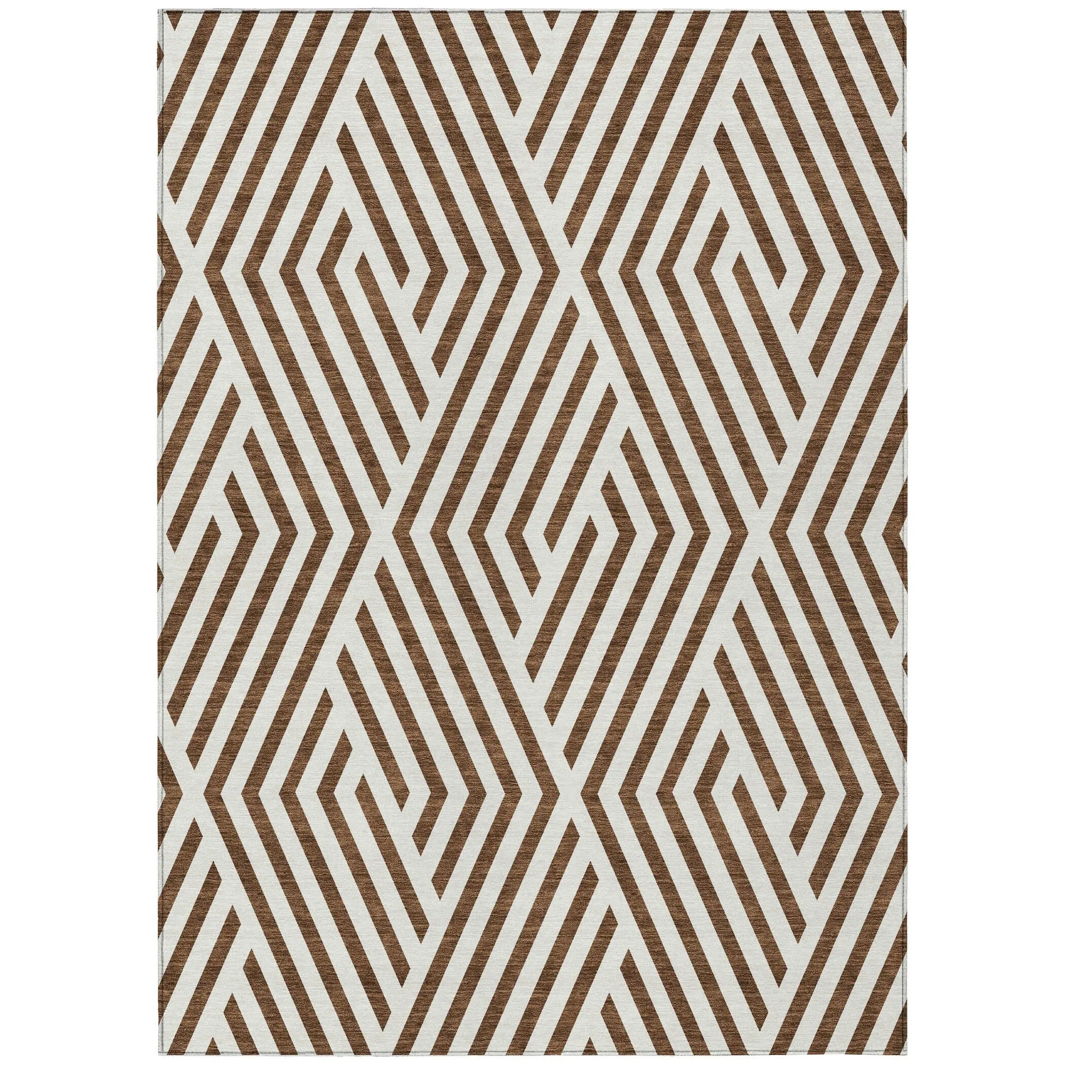Machine Washable Indoor/ Outdoor Modern Diamonds Chantille Rug