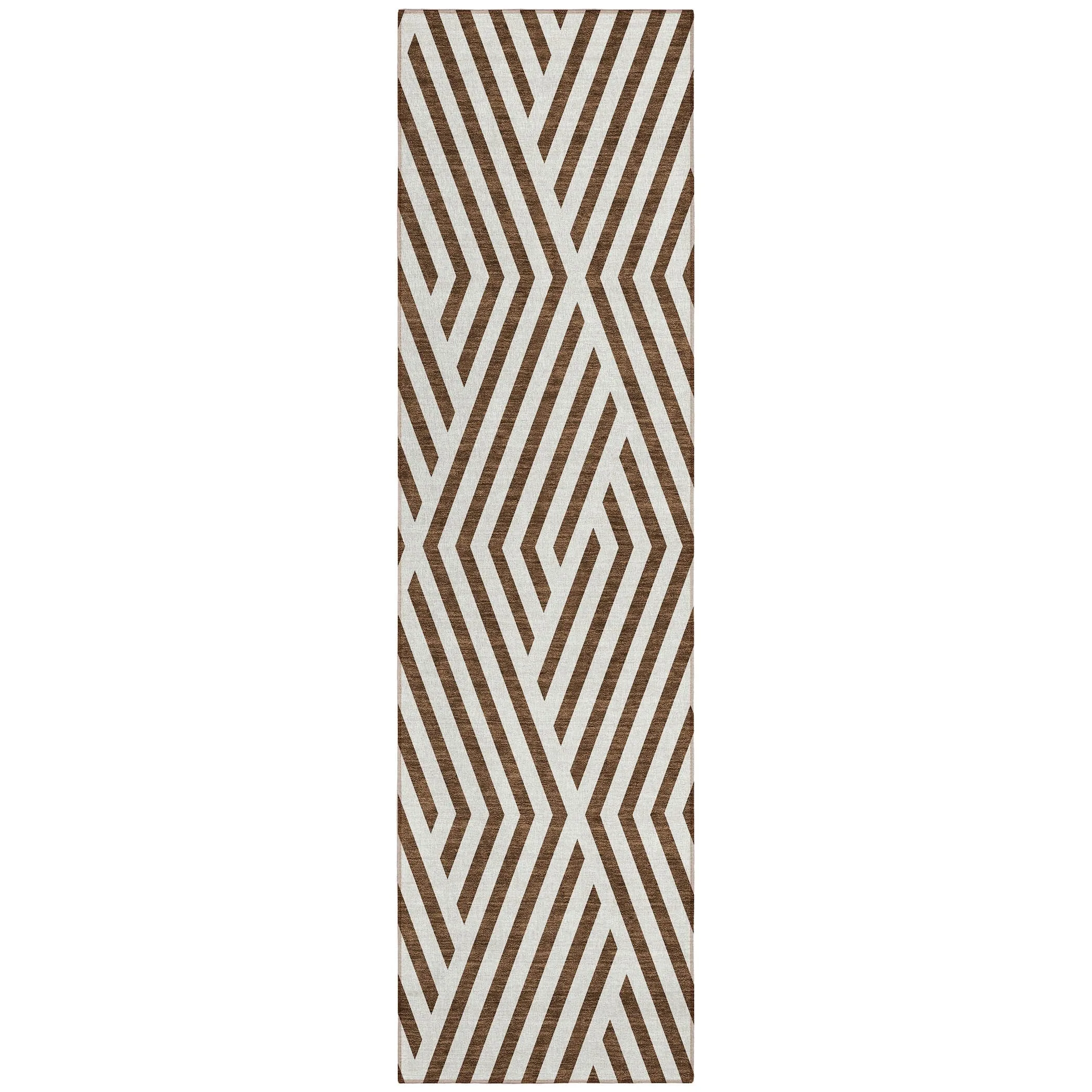 Machine Washable Indoor/ Outdoor Modern Diamonds Chantille Rug