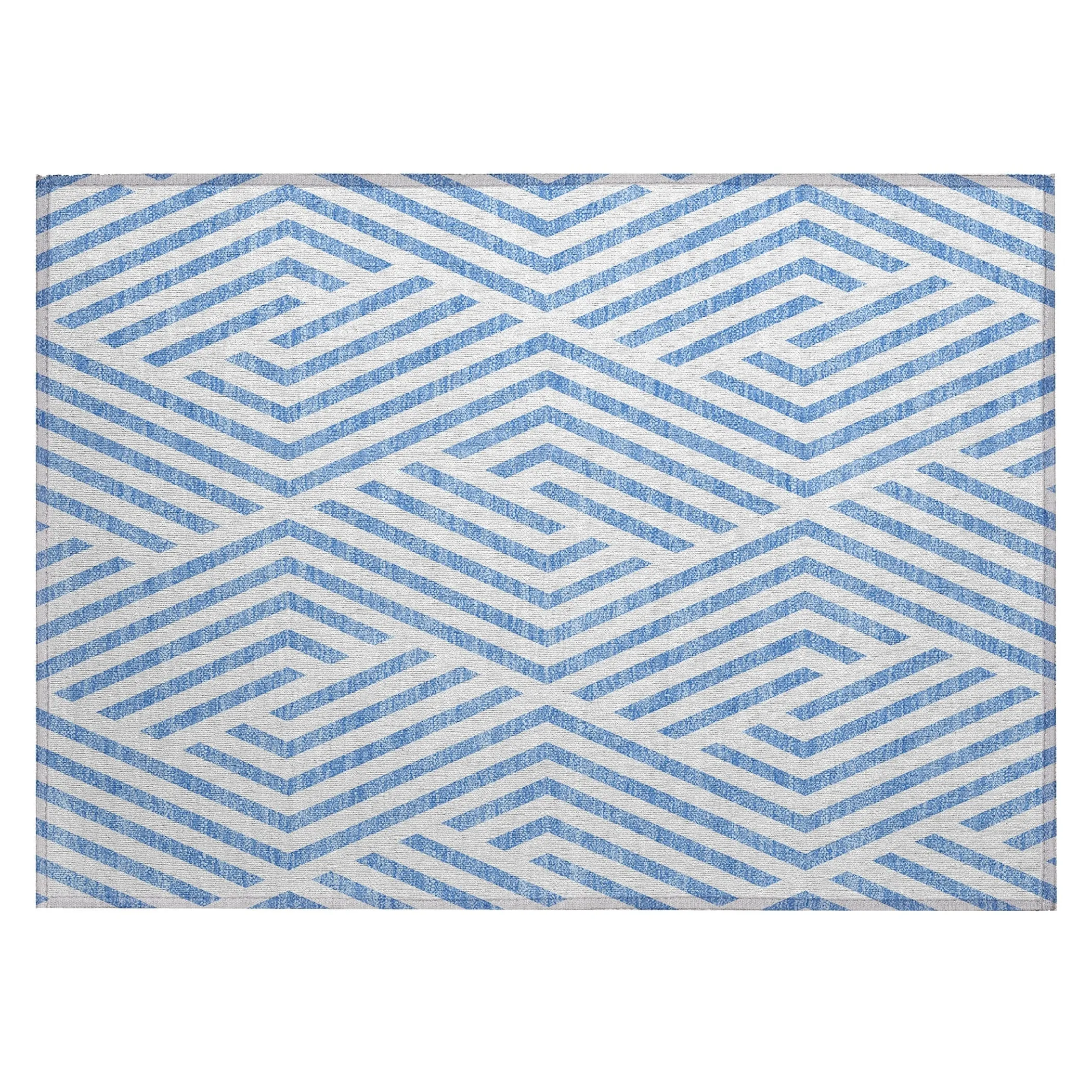 Machine Washable Indoor/ Outdoor Modern Diamonds Chantille Rug
