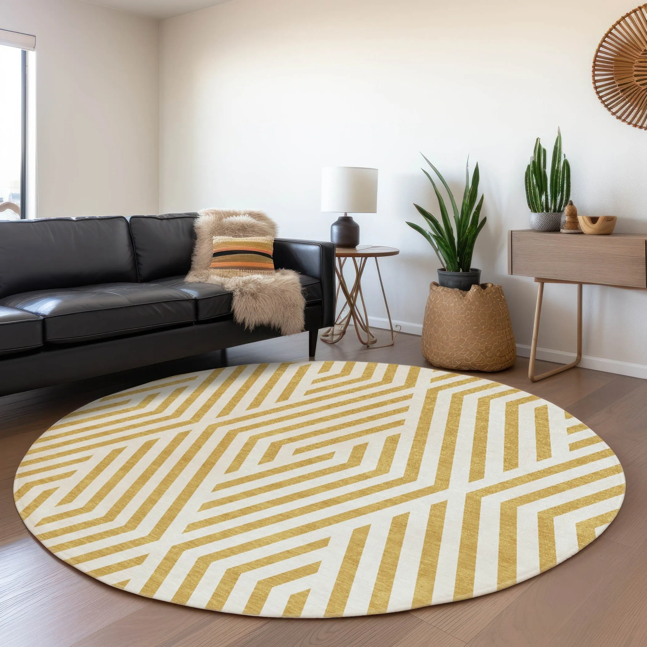 Machine Washable Indoor/ Outdoor Modern Diamonds Chantille Rug