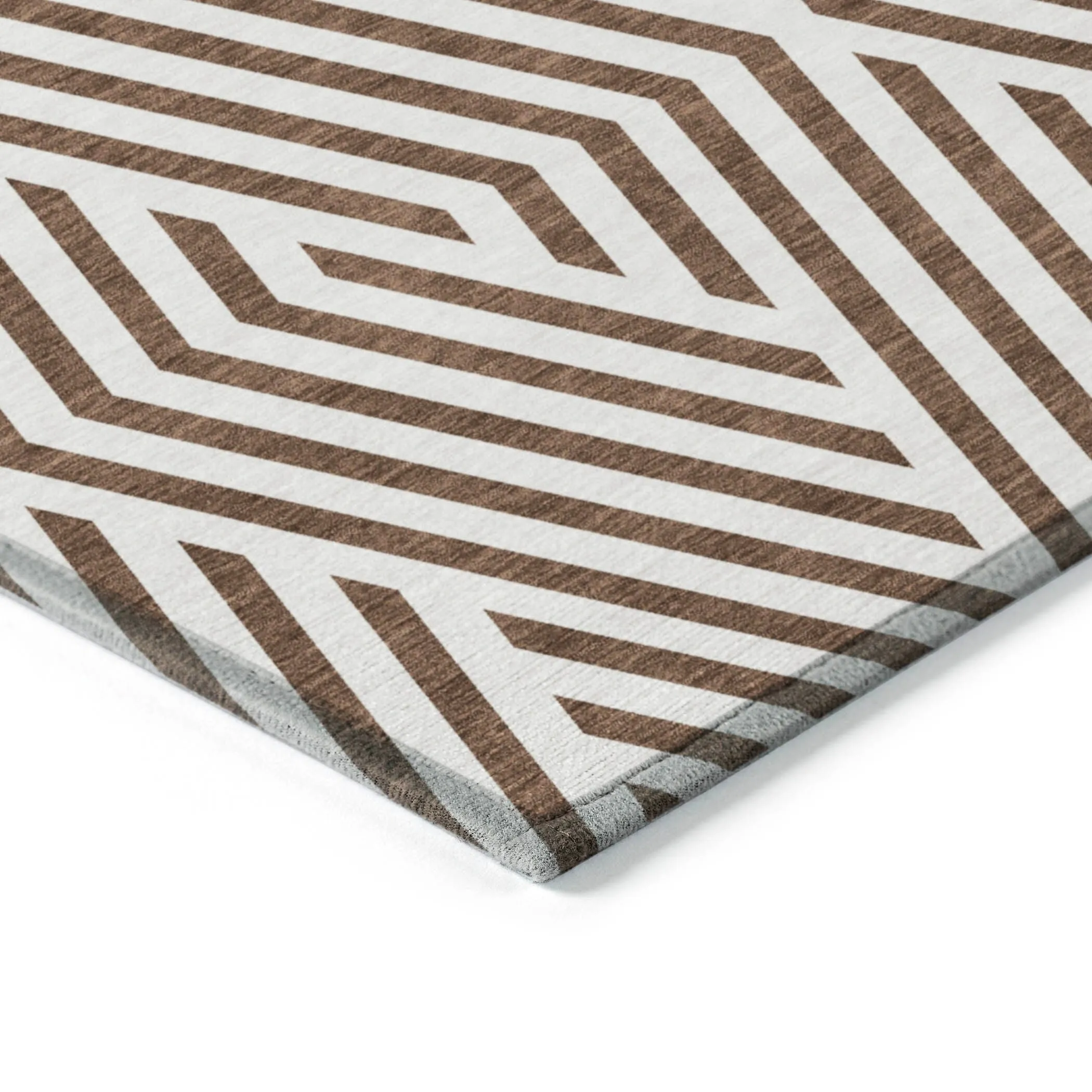 Machine Washable Indoor/ Outdoor Modern Diamonds Chantille Rug