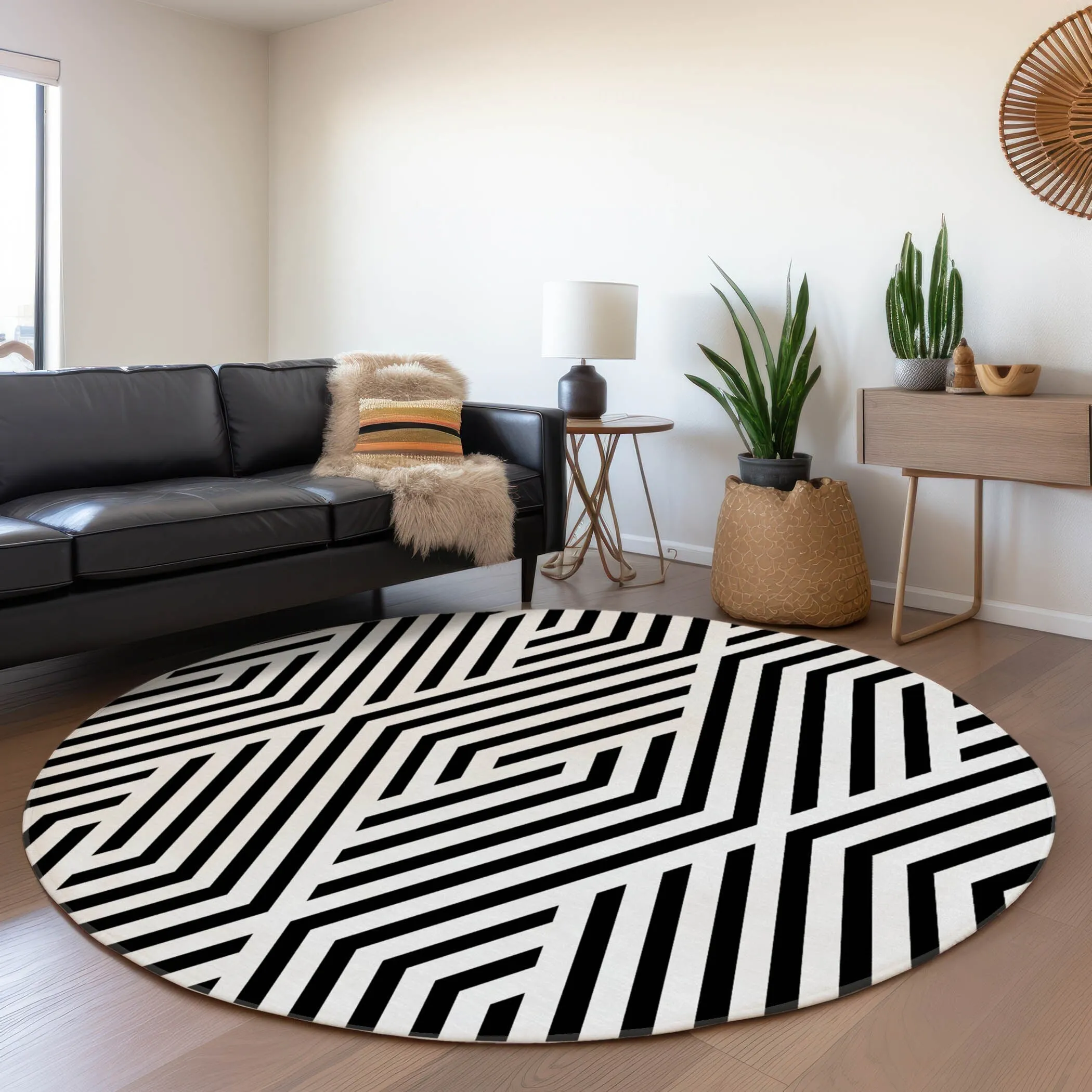 Machine Washable Indoor/ Outdoor Modern Diamonds Chantille Rug