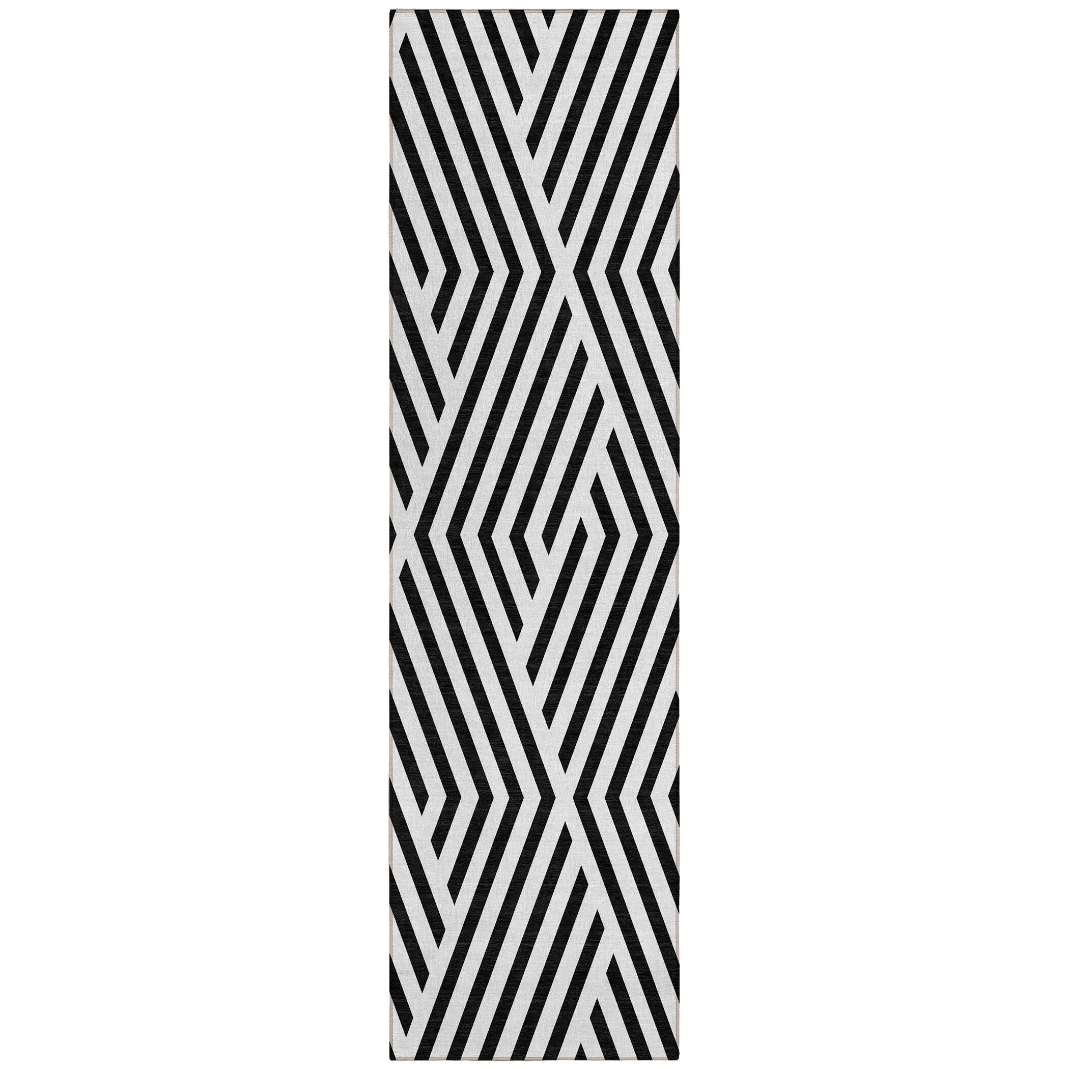 Machine Washable Indoor/ Outdoor Modern Diamonds Chantille Rug