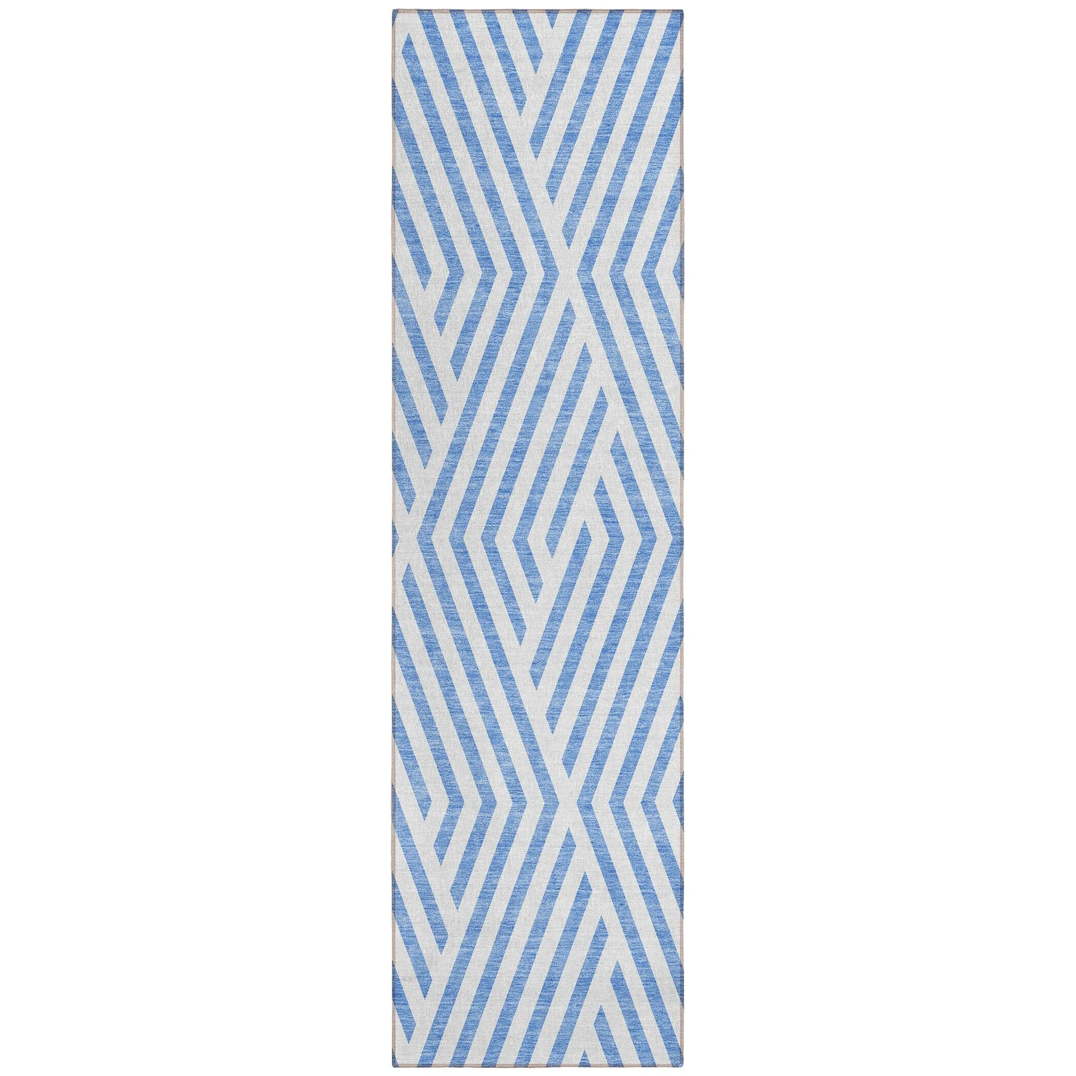 Machine Washable Indoor/ Outdoor Modern Diamonds Chantille Rug