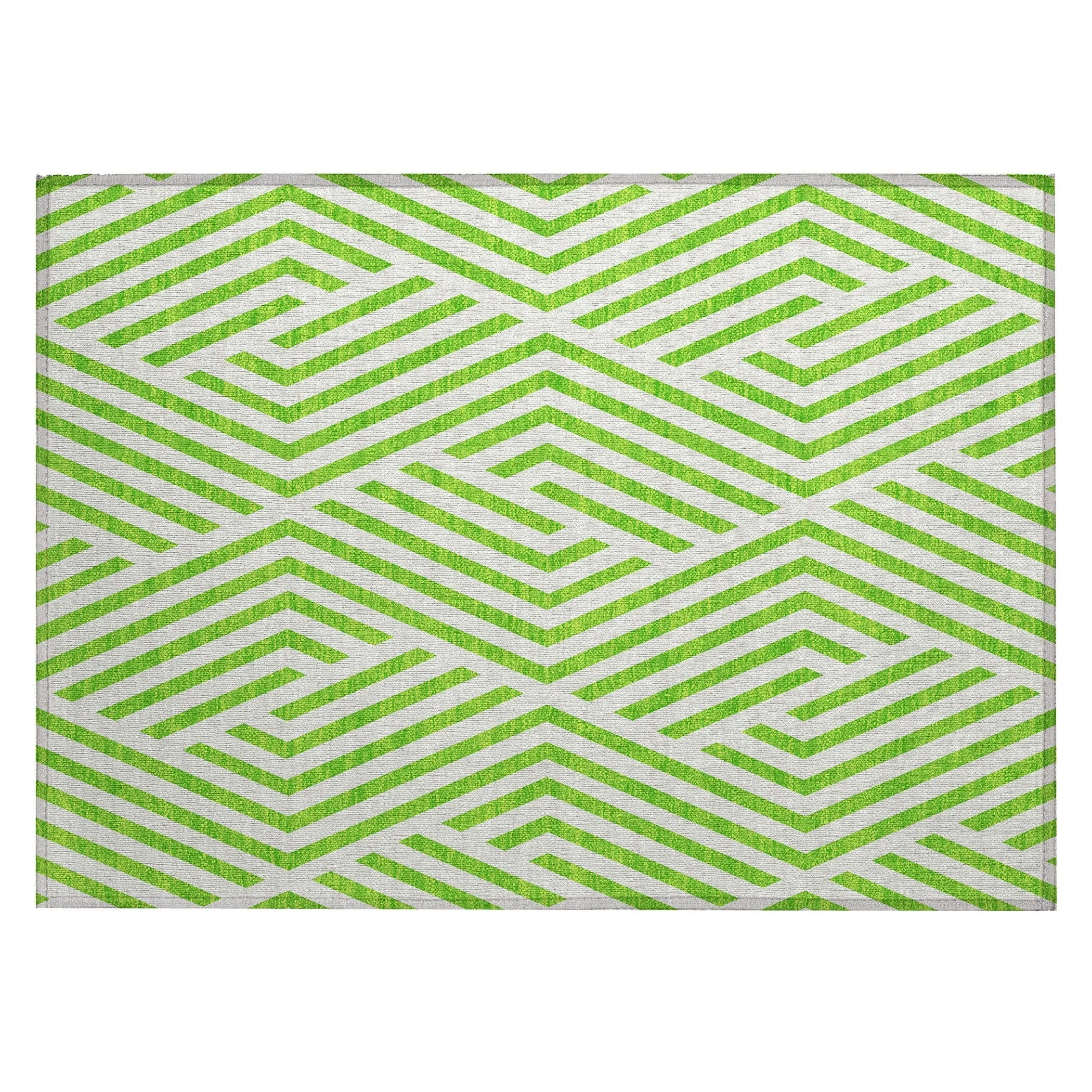 Machine Washable Indoor/ Outdoor Modern Diamonds Chantille Rug