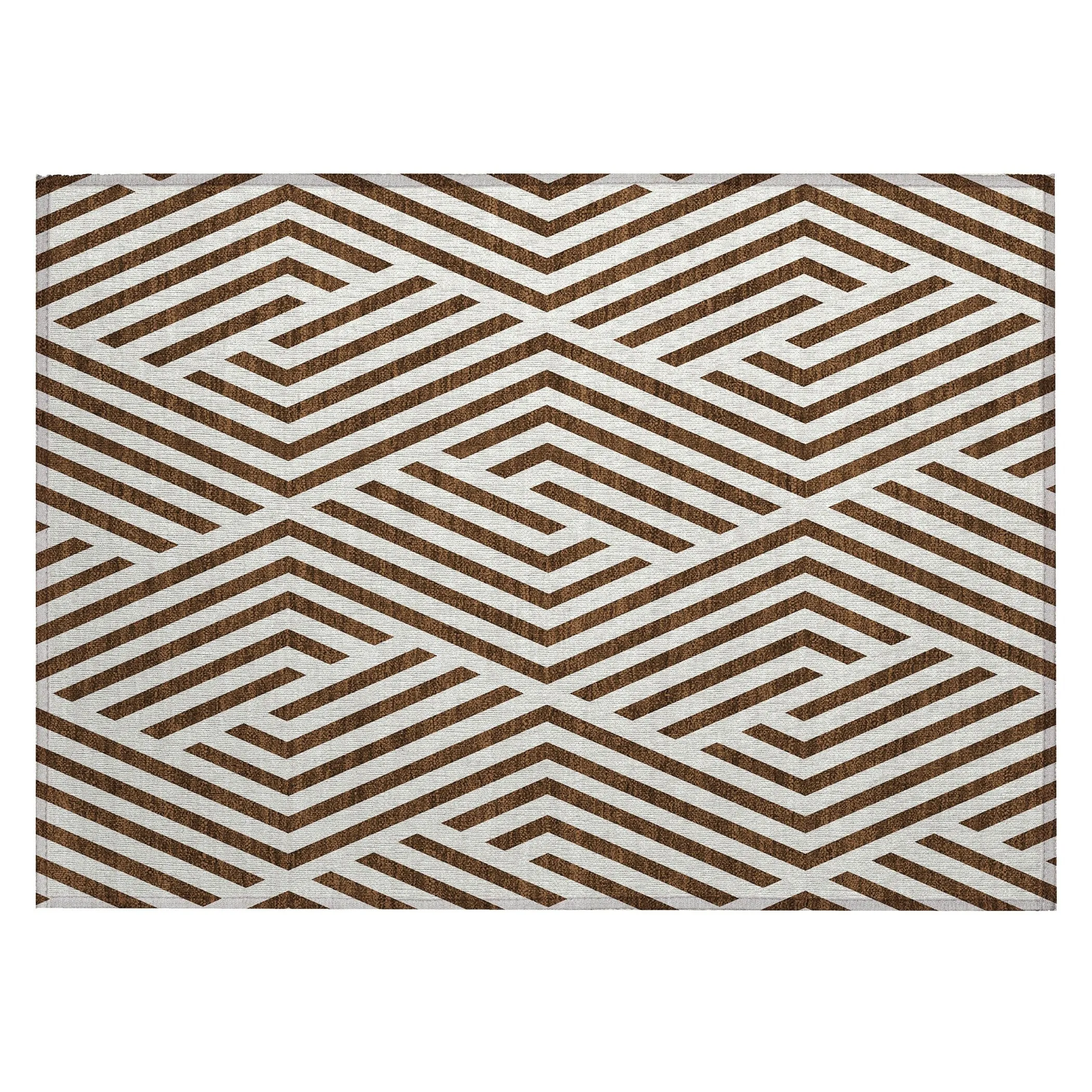 Machine Washable Indoor/ Outdoor Modern Diamonds Chantille Rug
