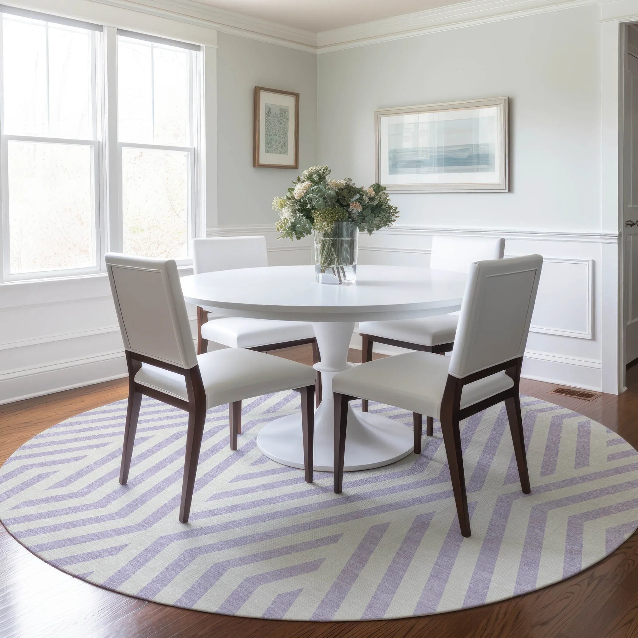 Machine Washable Indoor/ Outdoor Modern Diamonds Chantille Rug