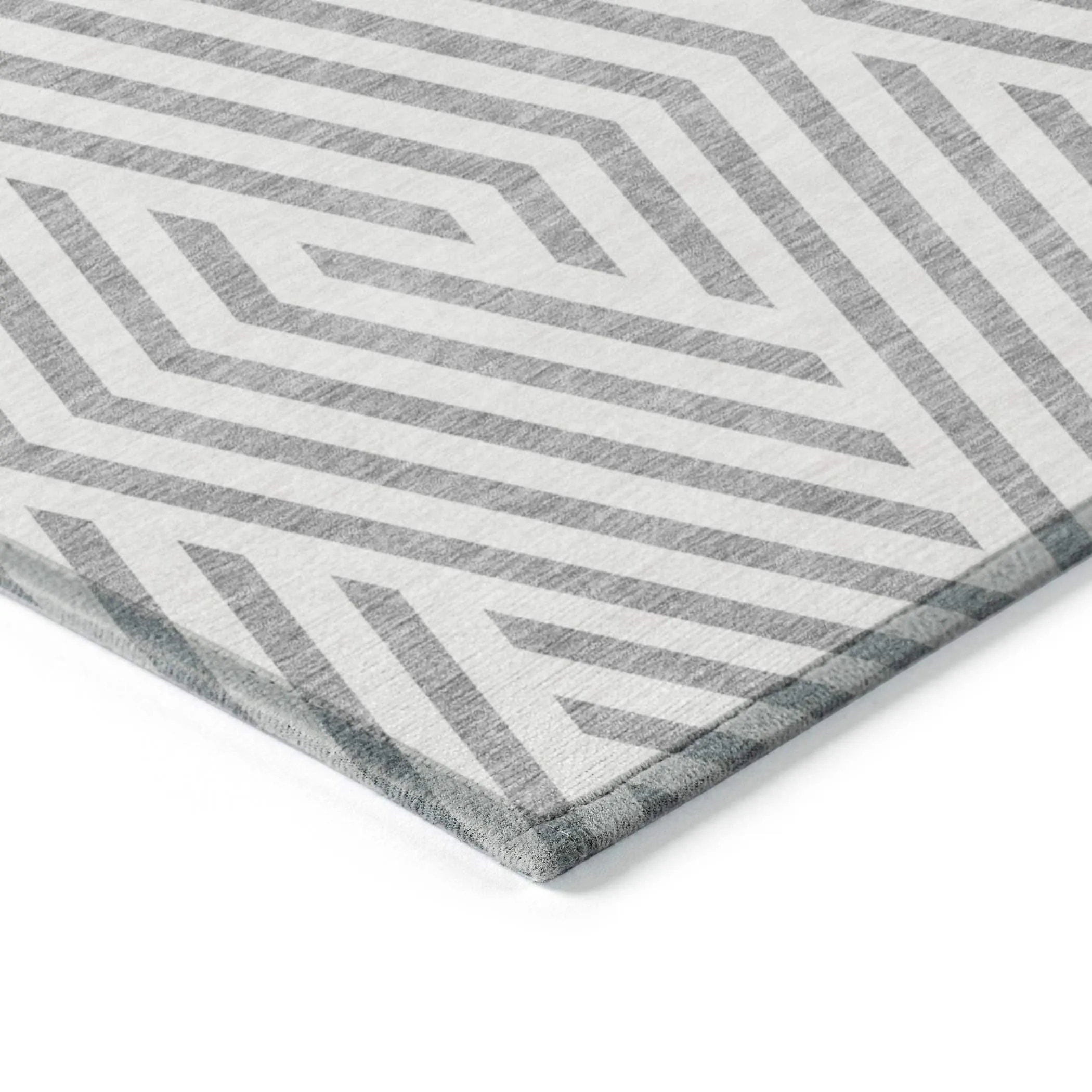 Machine Washable Indoor/ Outdoor Modern Diamonds Chantille Rug