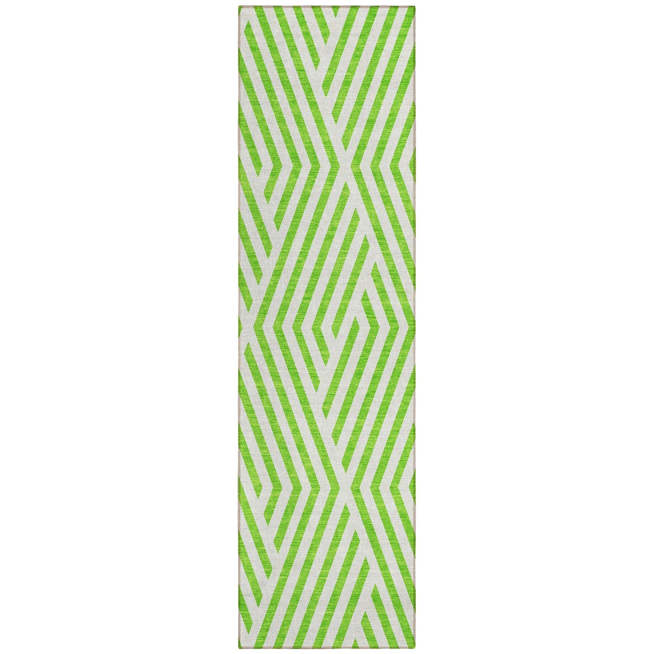 Machine Washable Indoor/ Outdoor Modern Diamonds Chantille Rug