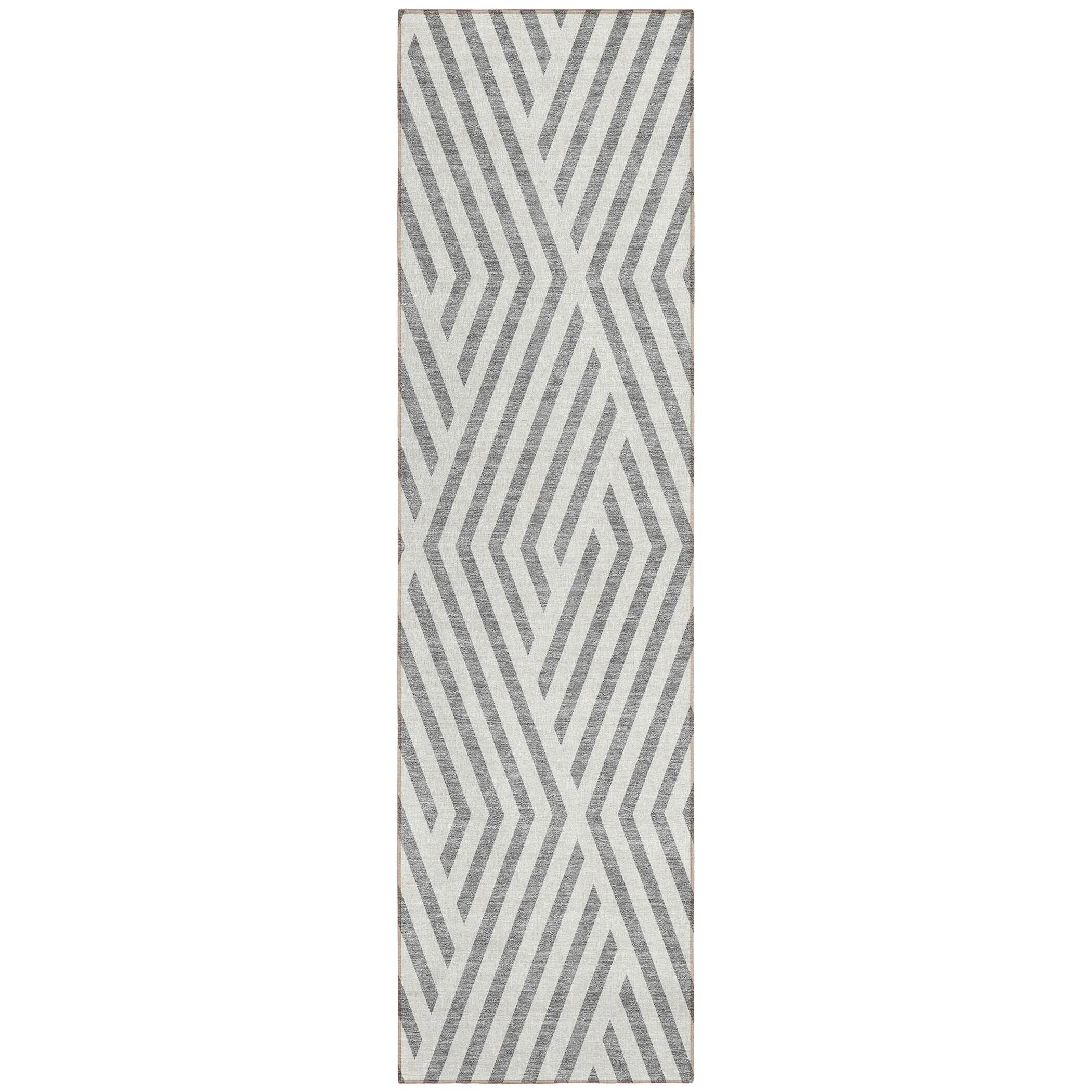 Machine Washable Indoor/ Outdoor Modern Diamonds Chantille Rug