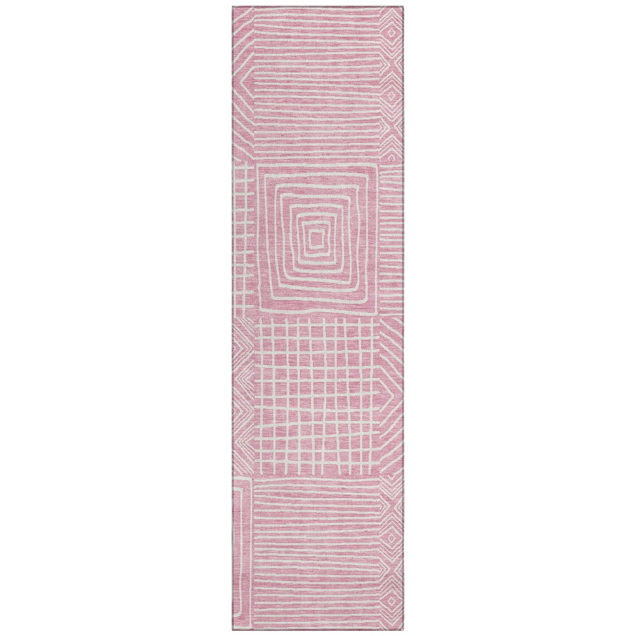 Machine Washable Indoor/ Outdoor Modern Mosaic Chantille Rug