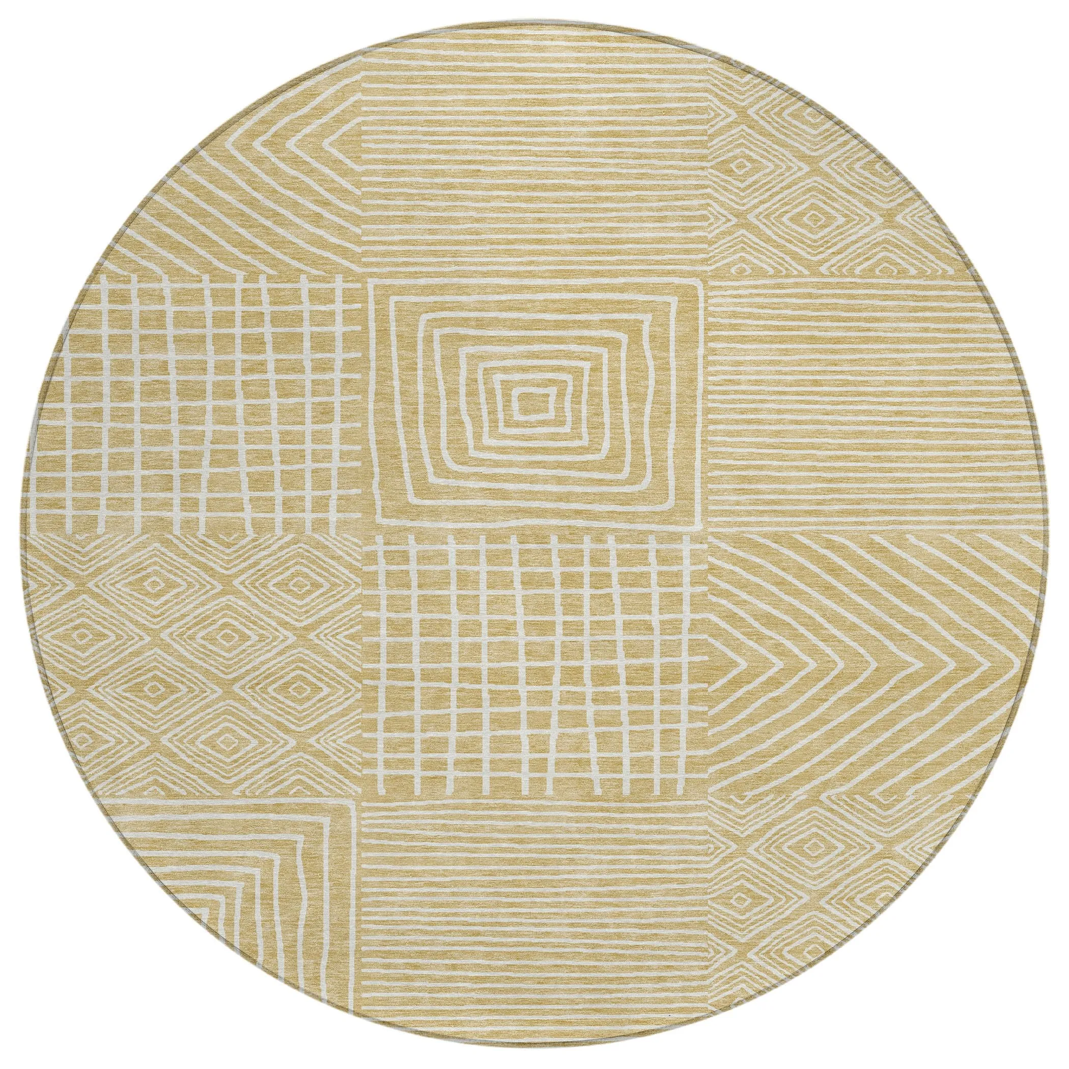 Machine Washable Indoor/ Outdoor Modern Mosaic Chantille Rug