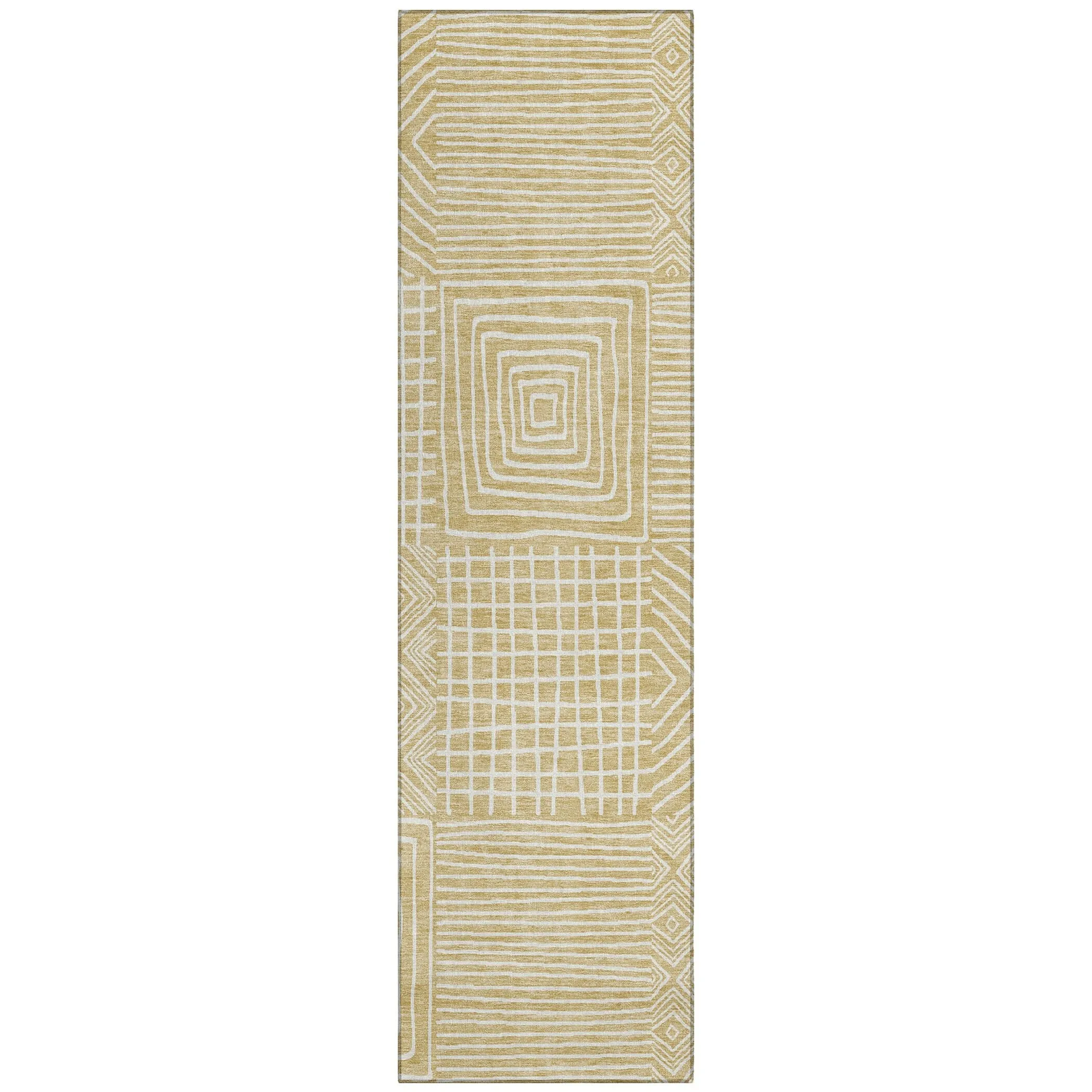 Machine Washable Indoor/ Outdoor Modern Mosaic Chantille Rug
