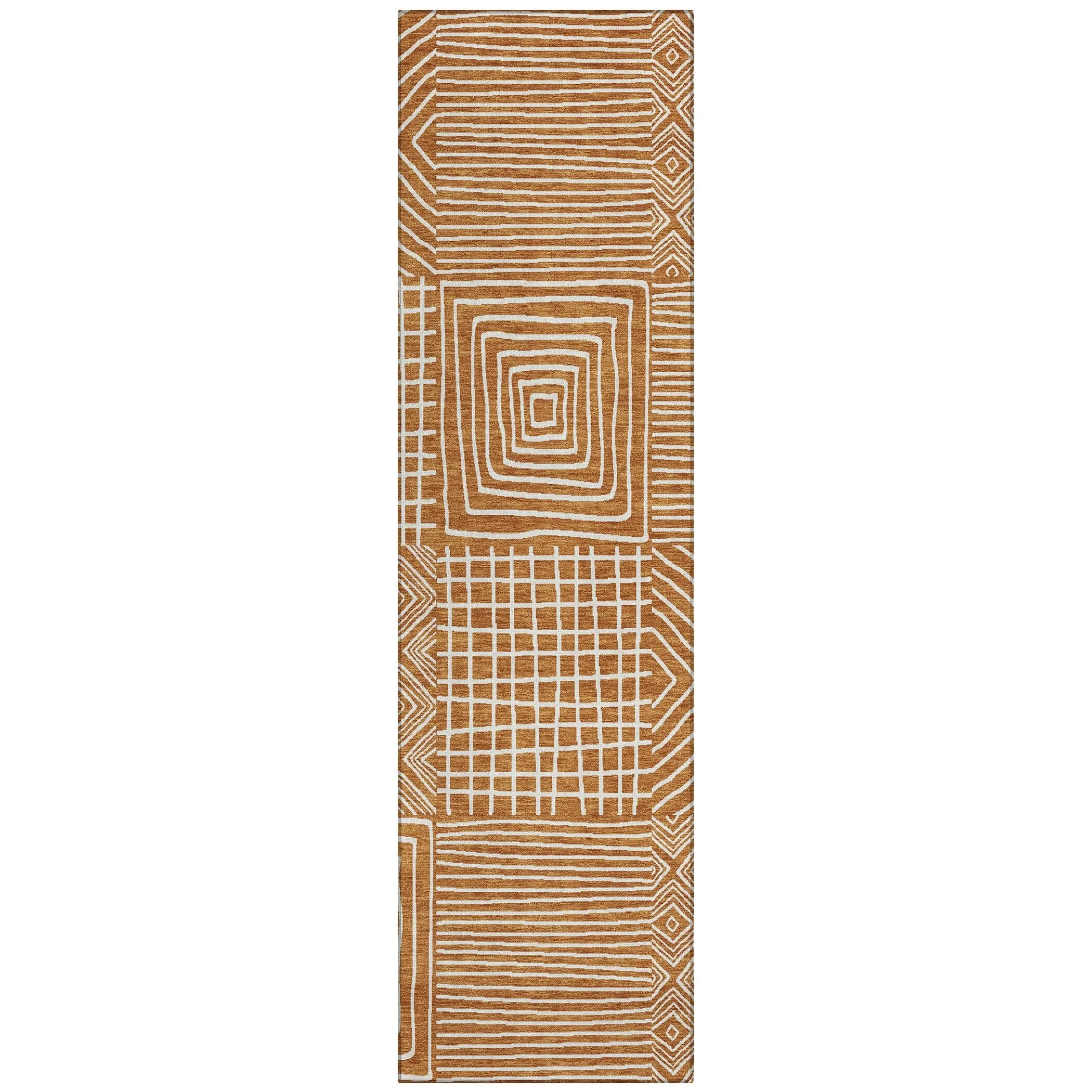 Machine Washable Indoor/ Outdoor Modern Mosaic Chantille Rug