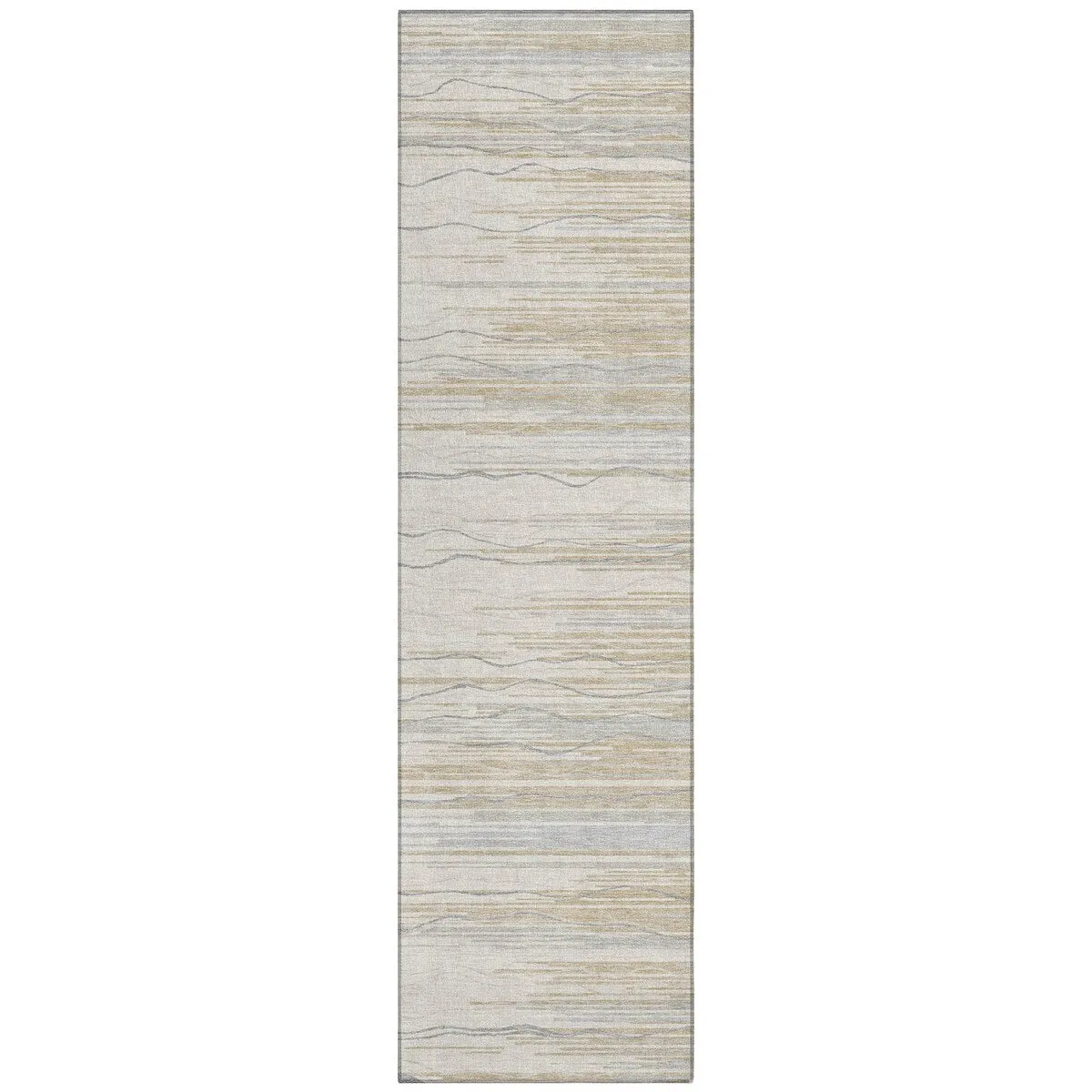 Machine Washable Indoor/ Outdoor Modern Stripe Chantille Rug