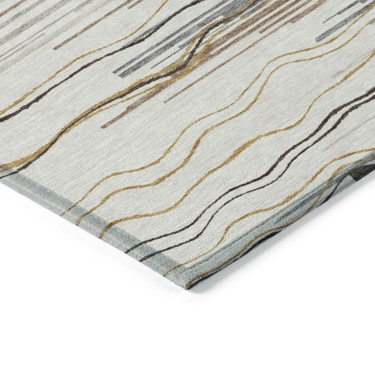 Machine Washable Indoor/ Outdoor Modern Stripe Chantille Rug