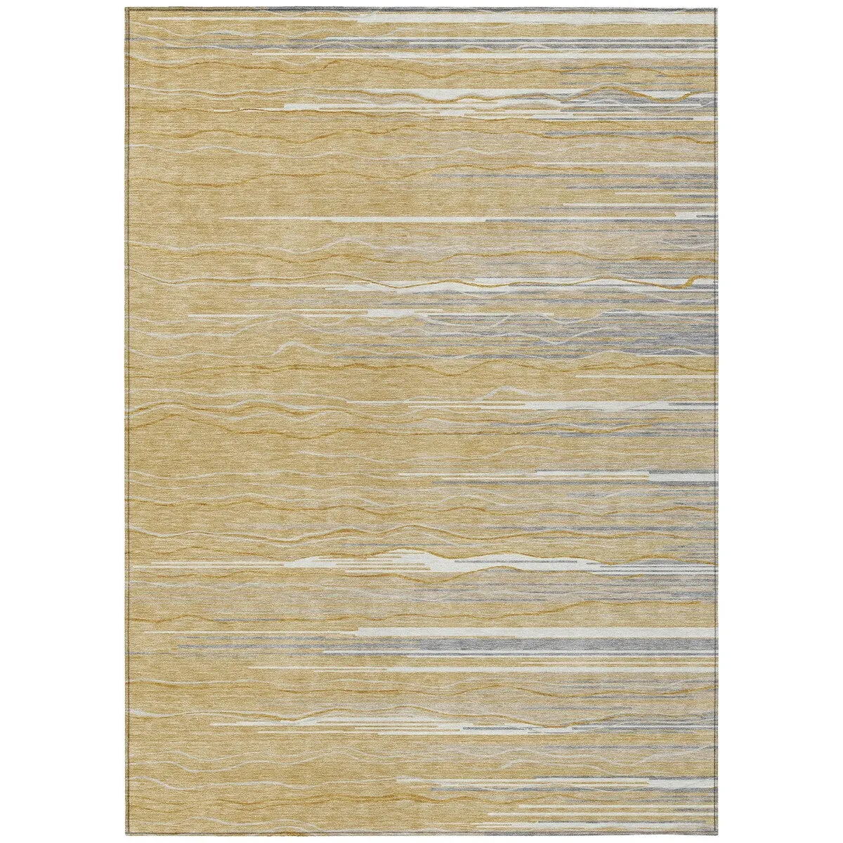 Machine Washable Indoor/ Outdoor Modern Stripe Chantille Rug