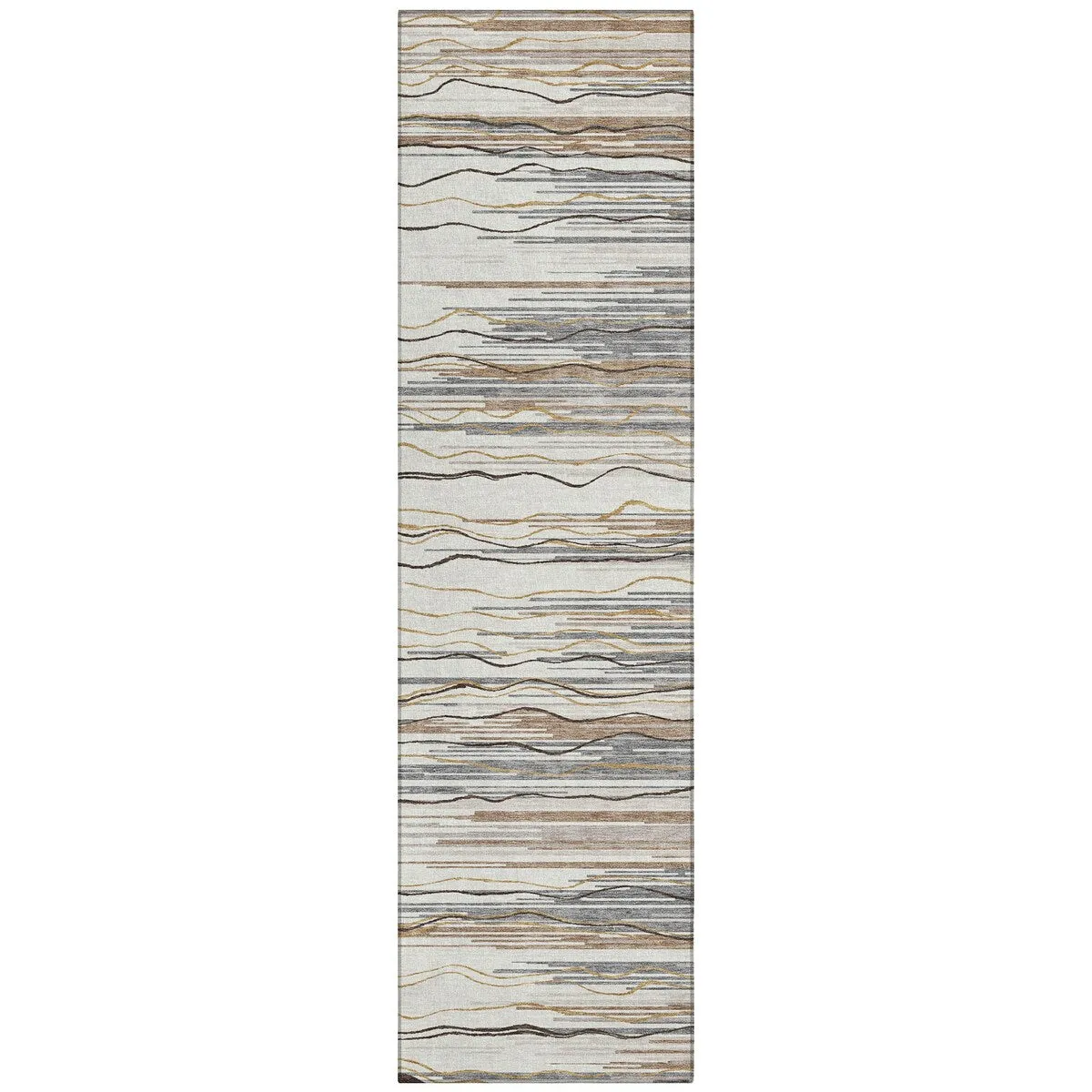 Machine Washable Indoor/ Outdoor Modern Stripe Chantille Rug