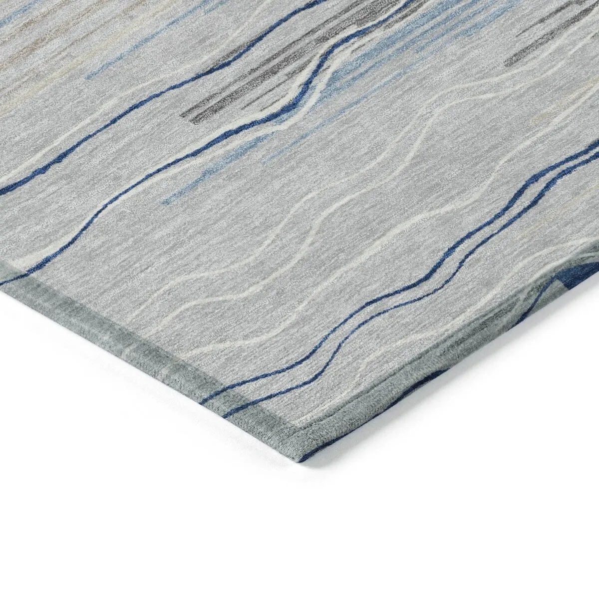Machine Washable Indoor/ Outdoor Modern Stripe Chantille Rug