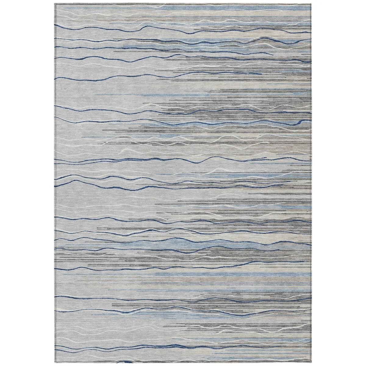 Machine Washable Indoor/ Outdoor Modern Stripe Chantille Rug