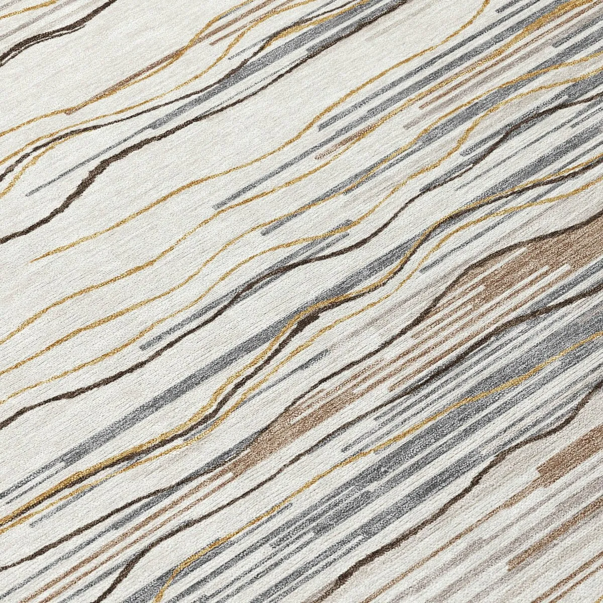 Machine Washable Indoor/ Outdoor Modern Stripe Chantille Rug