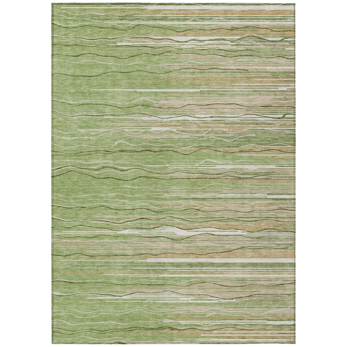 Machine Washable Indoor/ Outdoor Modern Stripe Chantille Rug