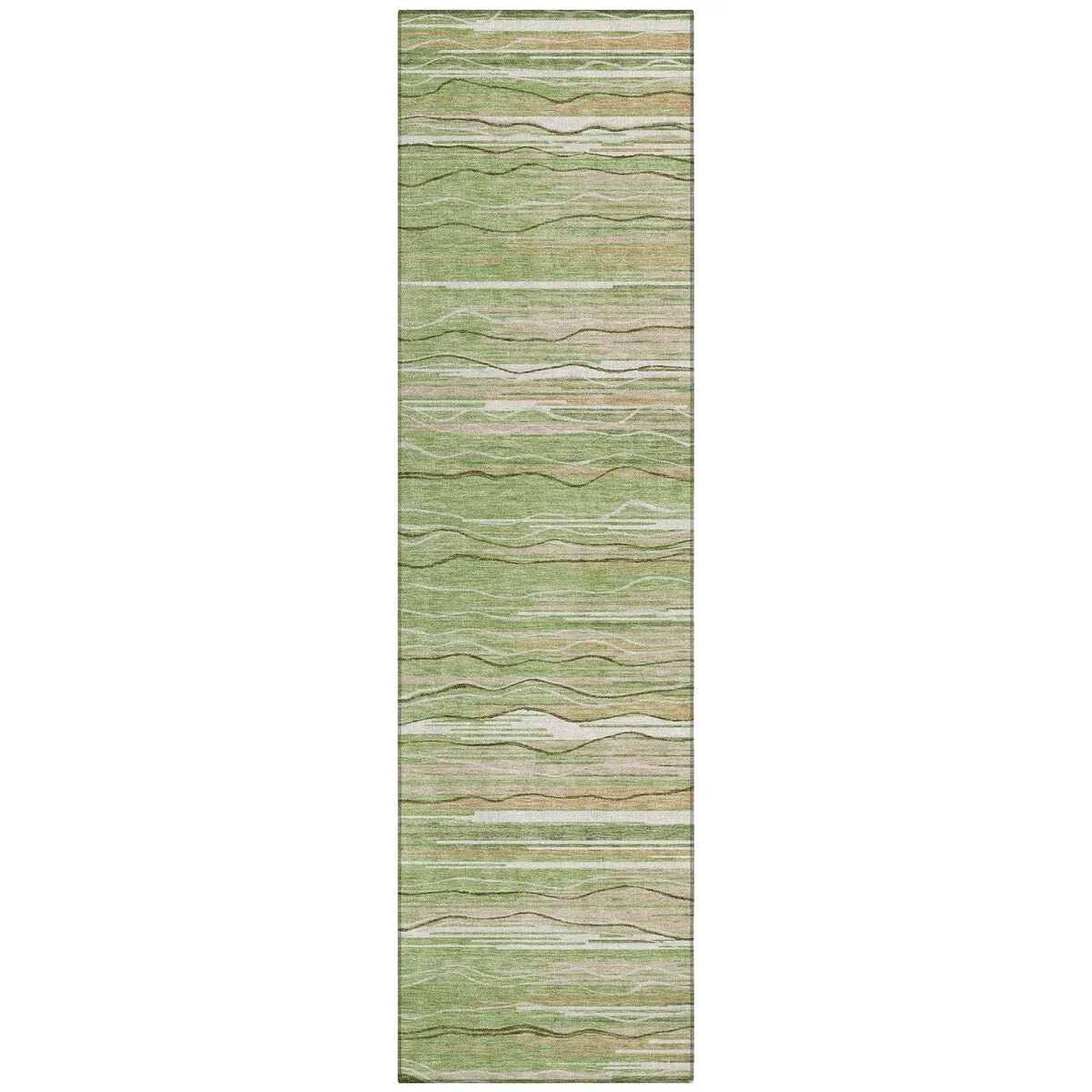 Machine Washable Indoor/ Outdoor Modern Stripe Chantille Rug