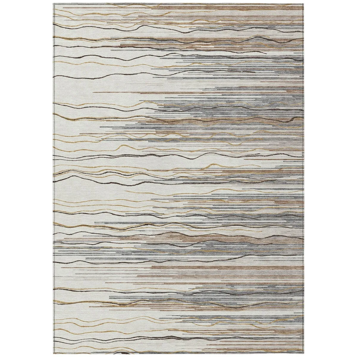 Machine Washable Indoor/ Outdoor Modern Stripe Chantille Rug