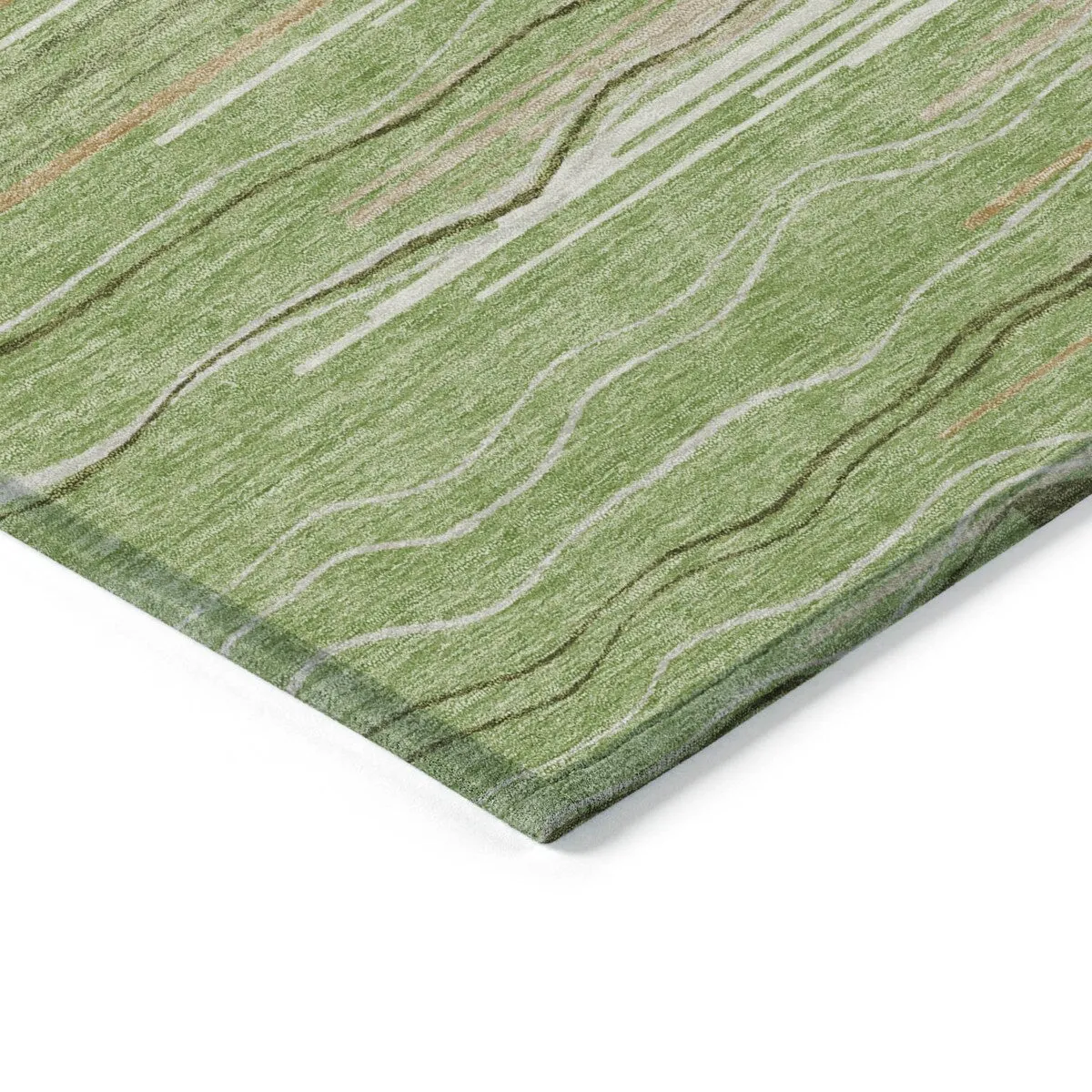 Machine Washable Indoor/ Outdoor Modern Stripe Chantille Rug