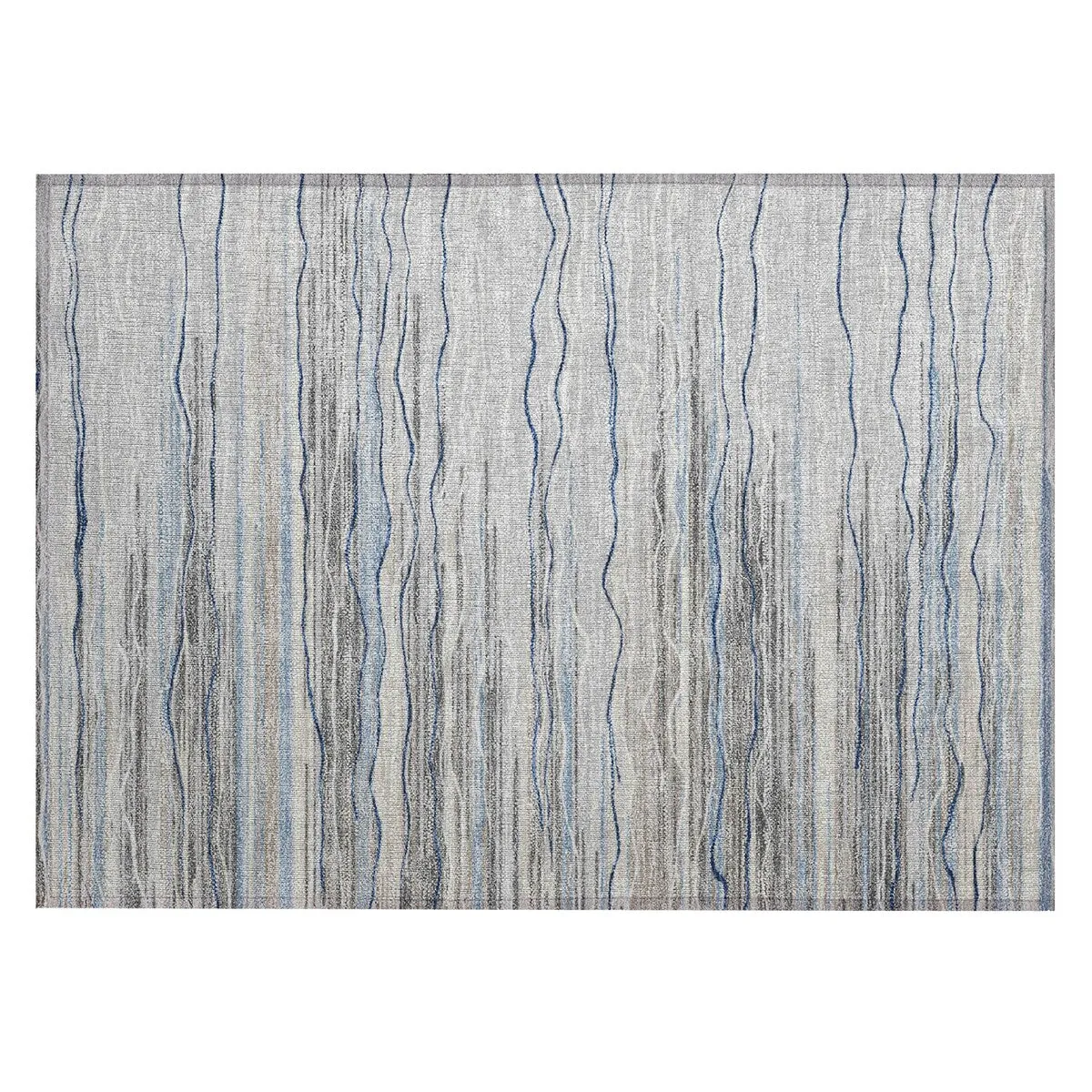 Machine Washable Indoor/ Outdoor Modern Stripe Chantille Rug