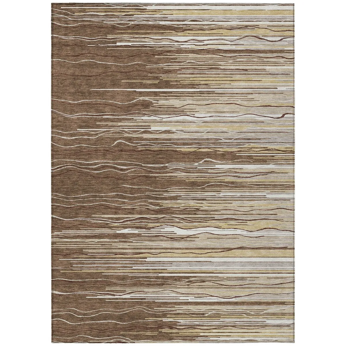 Machine Washable Indoor/ Outdoor Modern Stripe Chantille Rug
