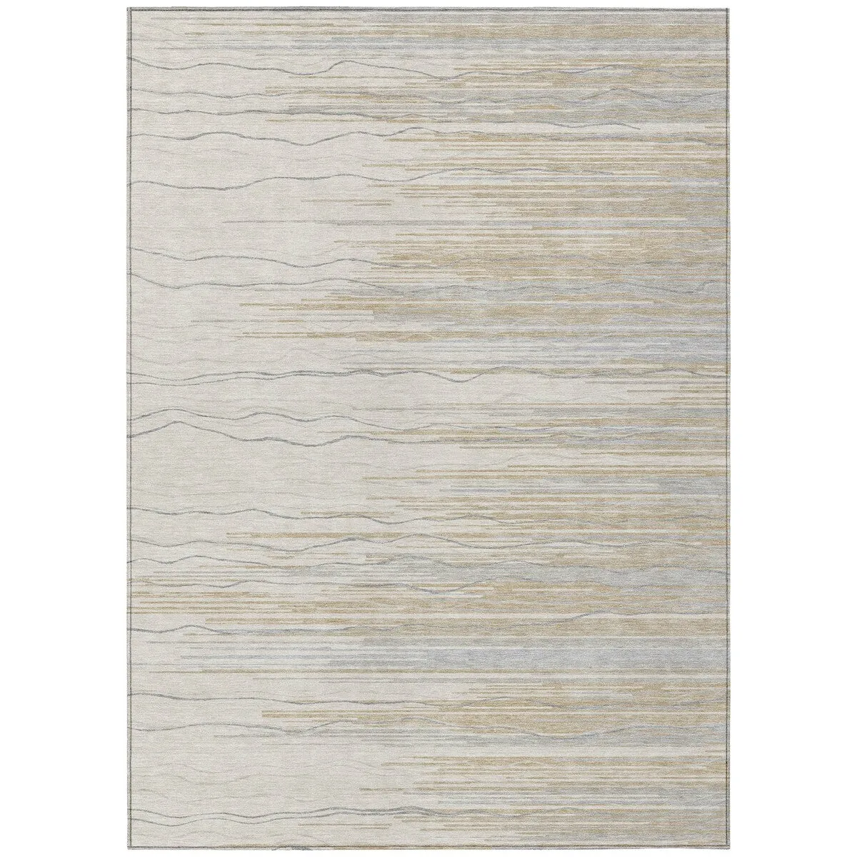Machine Washable Indoor/ Outdoor Modern Stripe Chantille Rug
