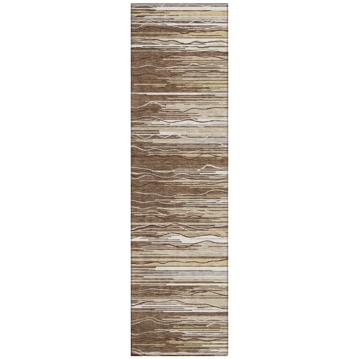 Machine Washable Indoor/ Outdoor Modern Stripe Chantille Rug
