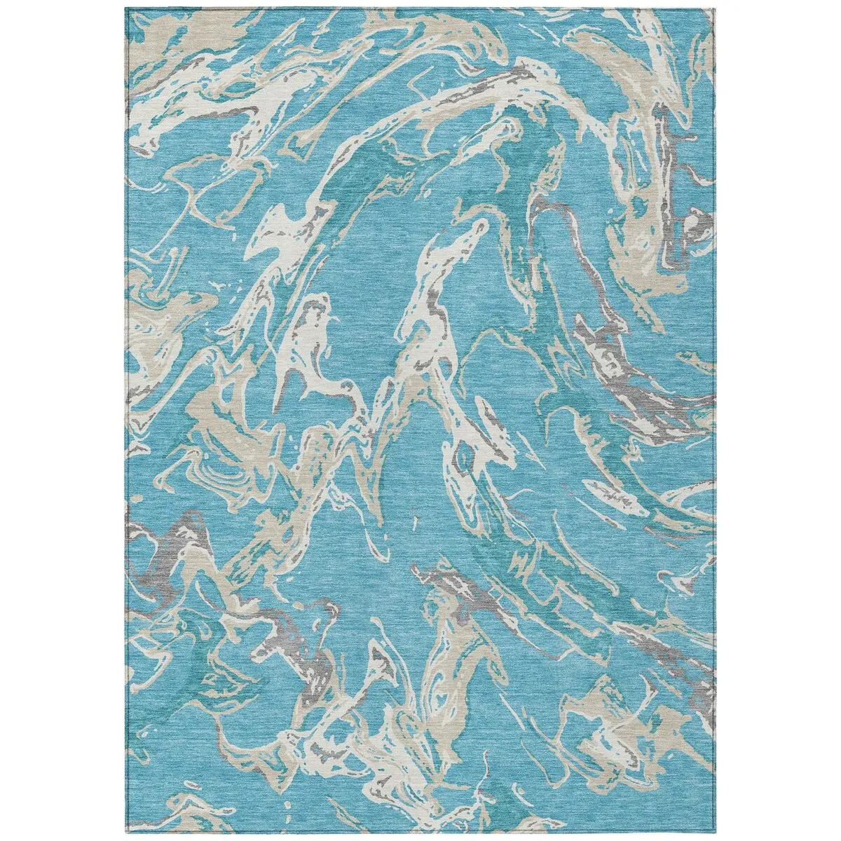 Machine Washable Indoor/ Outdoor Modern Wave Chantille Rug