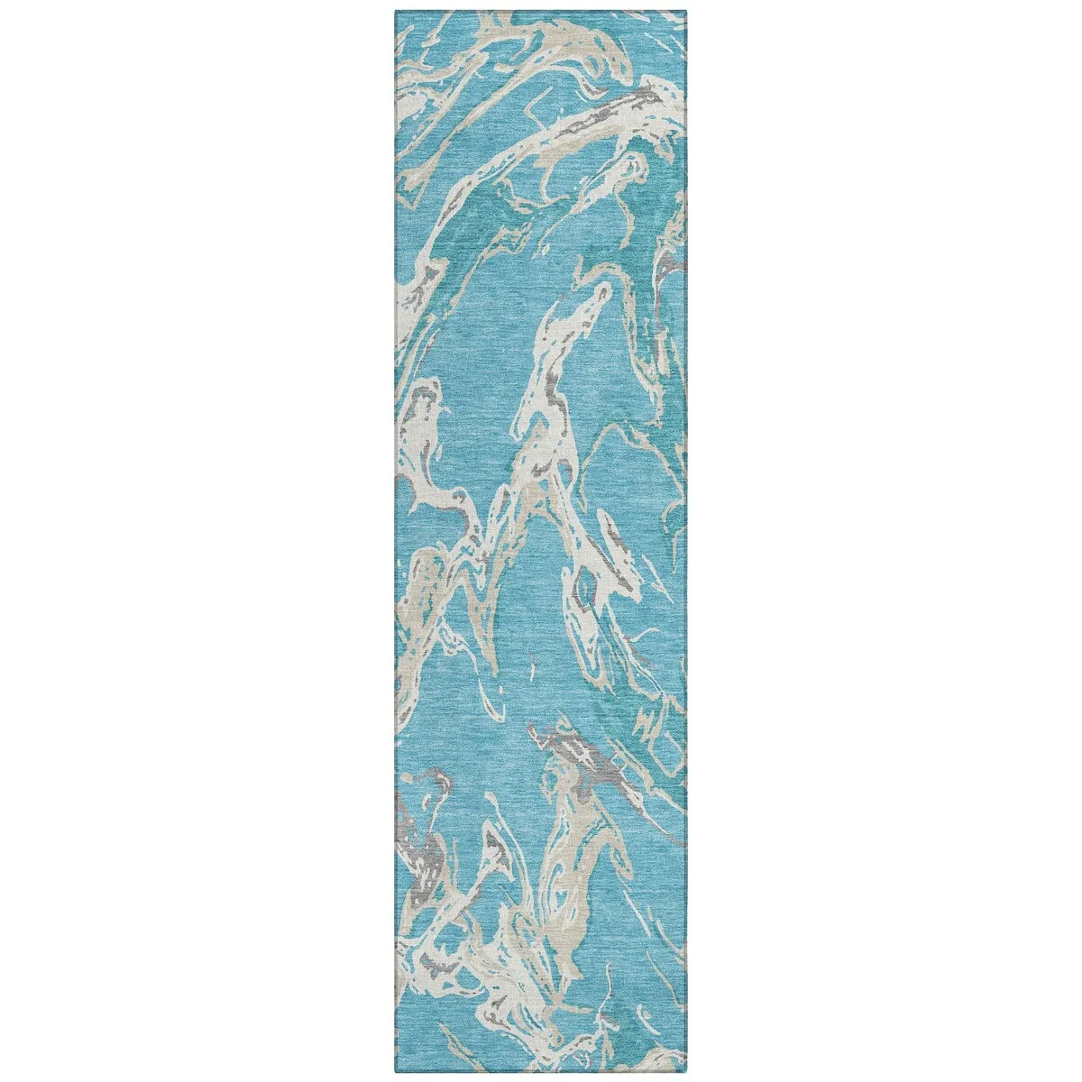 Machine Washable Indoor/ Outdoor Modern Wave Chantille Rug